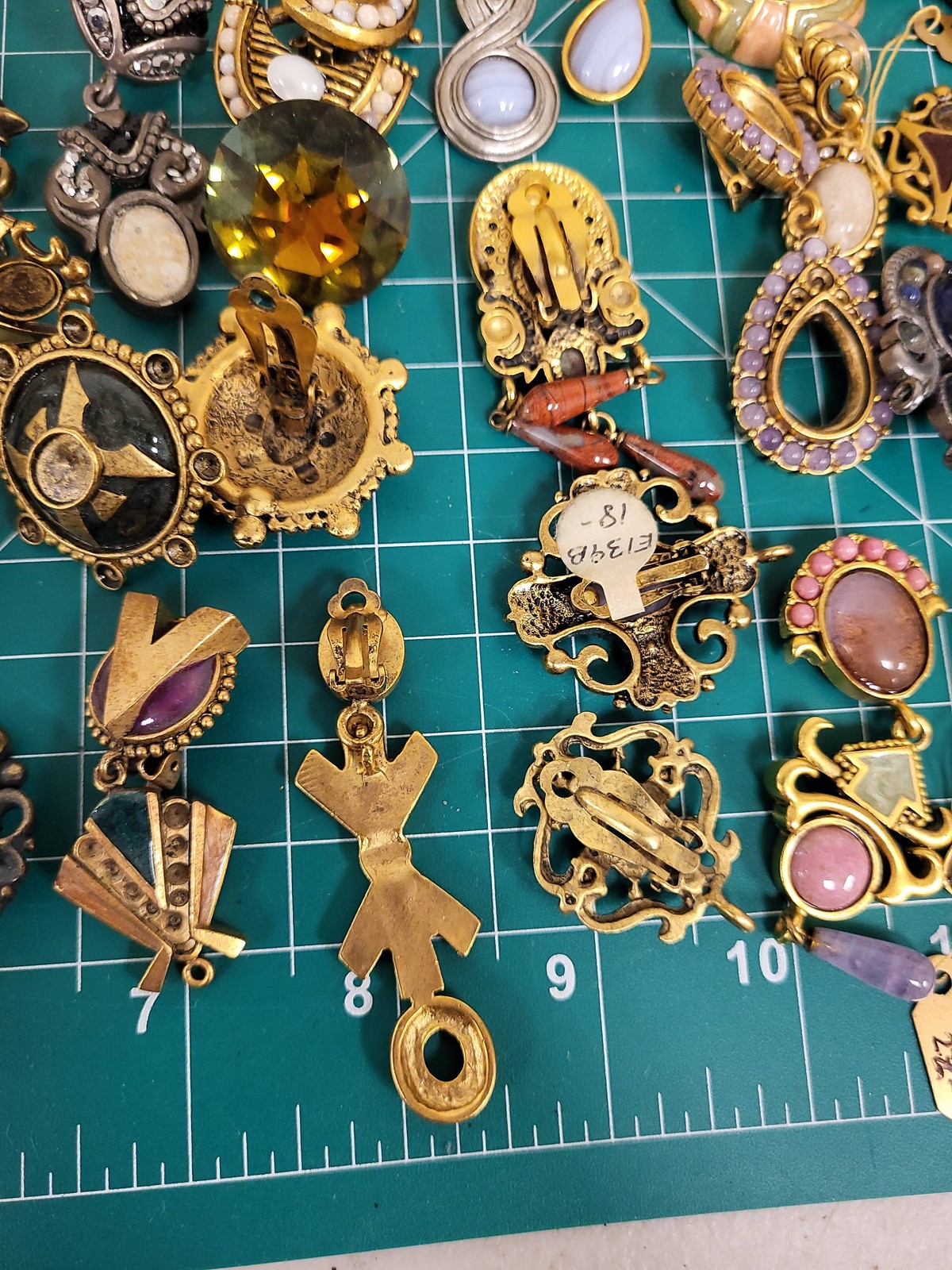 Vintage Costume Jewelry Lot Brooches Pendants Earrings Mixed Styles Gold Tone