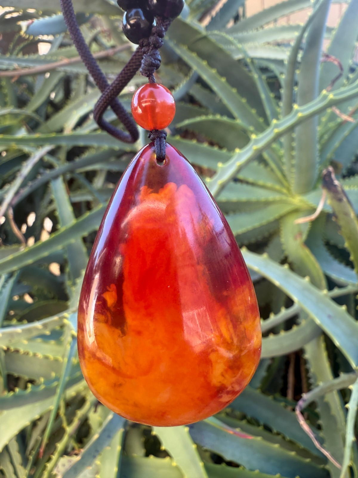 Vintage Cherry Amber Teardrop Pendant