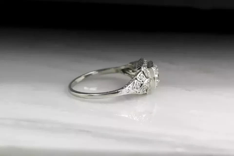Antique Art Deco Style 2CT Lab Created Diamond Engagement 14k White Gold FN Ring
