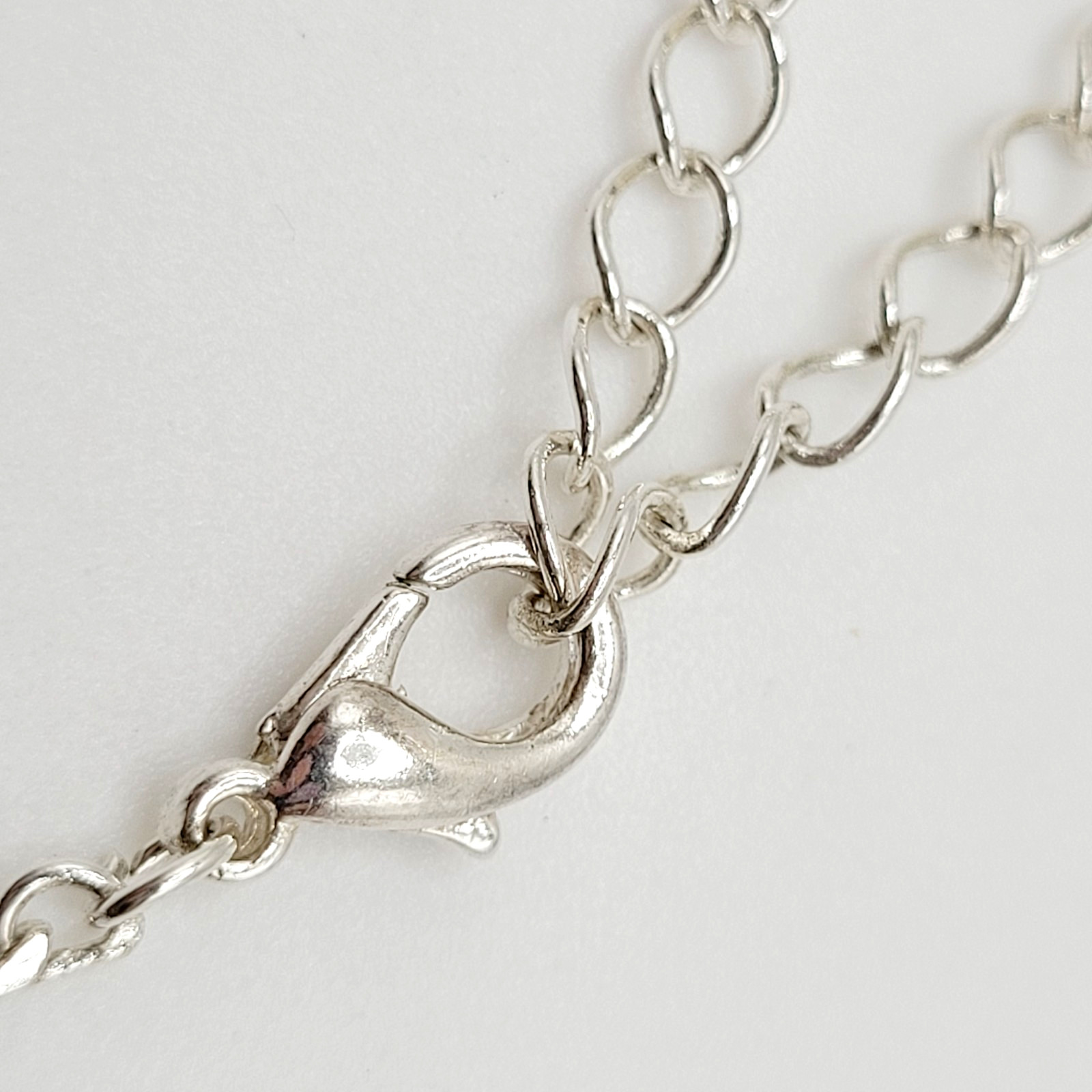 Fringe Geometric Metal Shapes Silver Tone Vintage Single Strand Necklace 39 inch