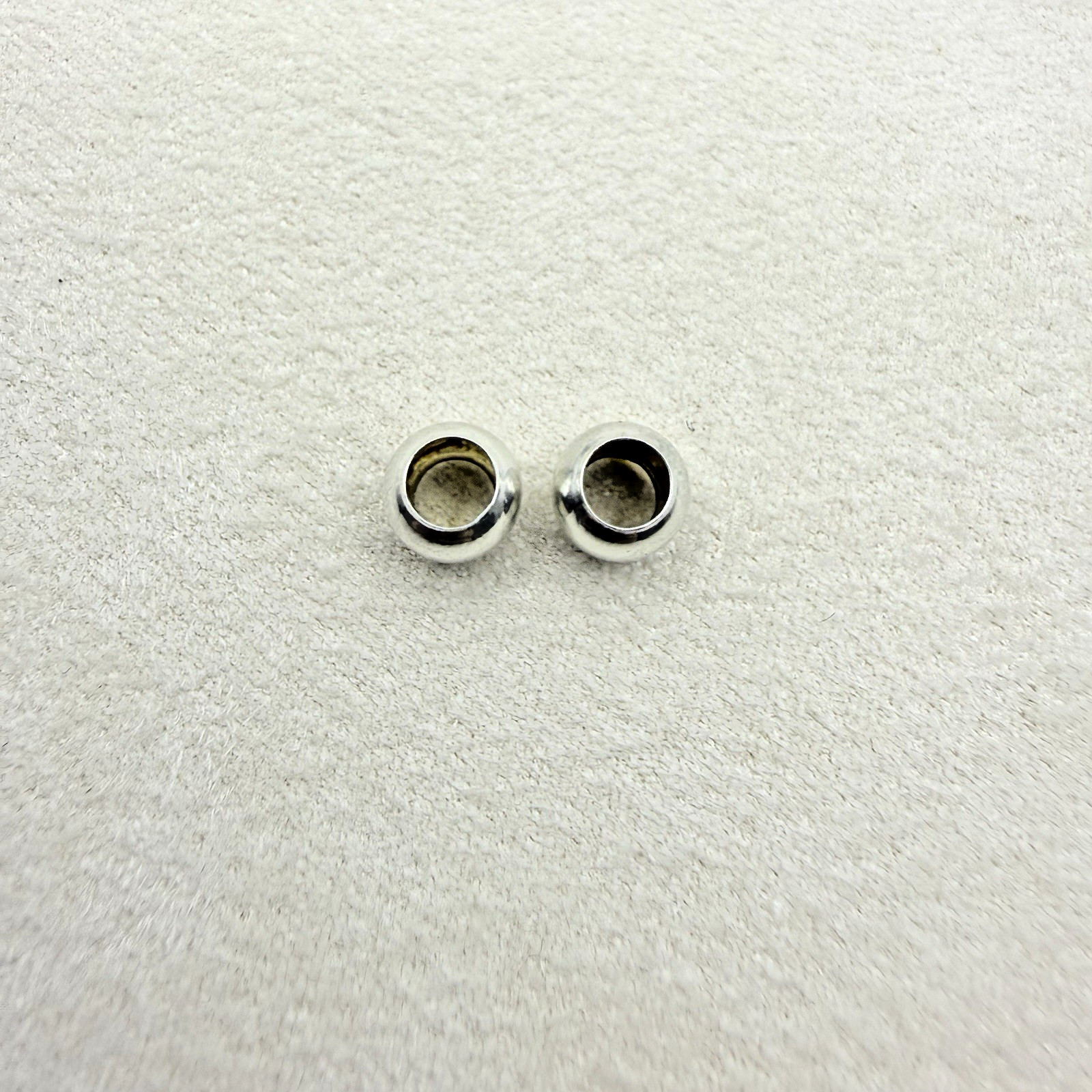 Vintage Sterling Silver Ball Stopper Slide On Bead Charms 2 Total for Bracelet