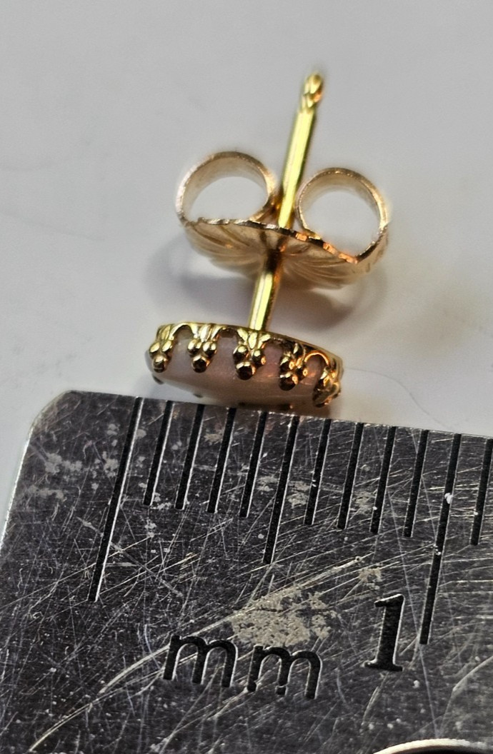 Vintage 14K Gold White Opal Post Earrings Tiny 6mm long
