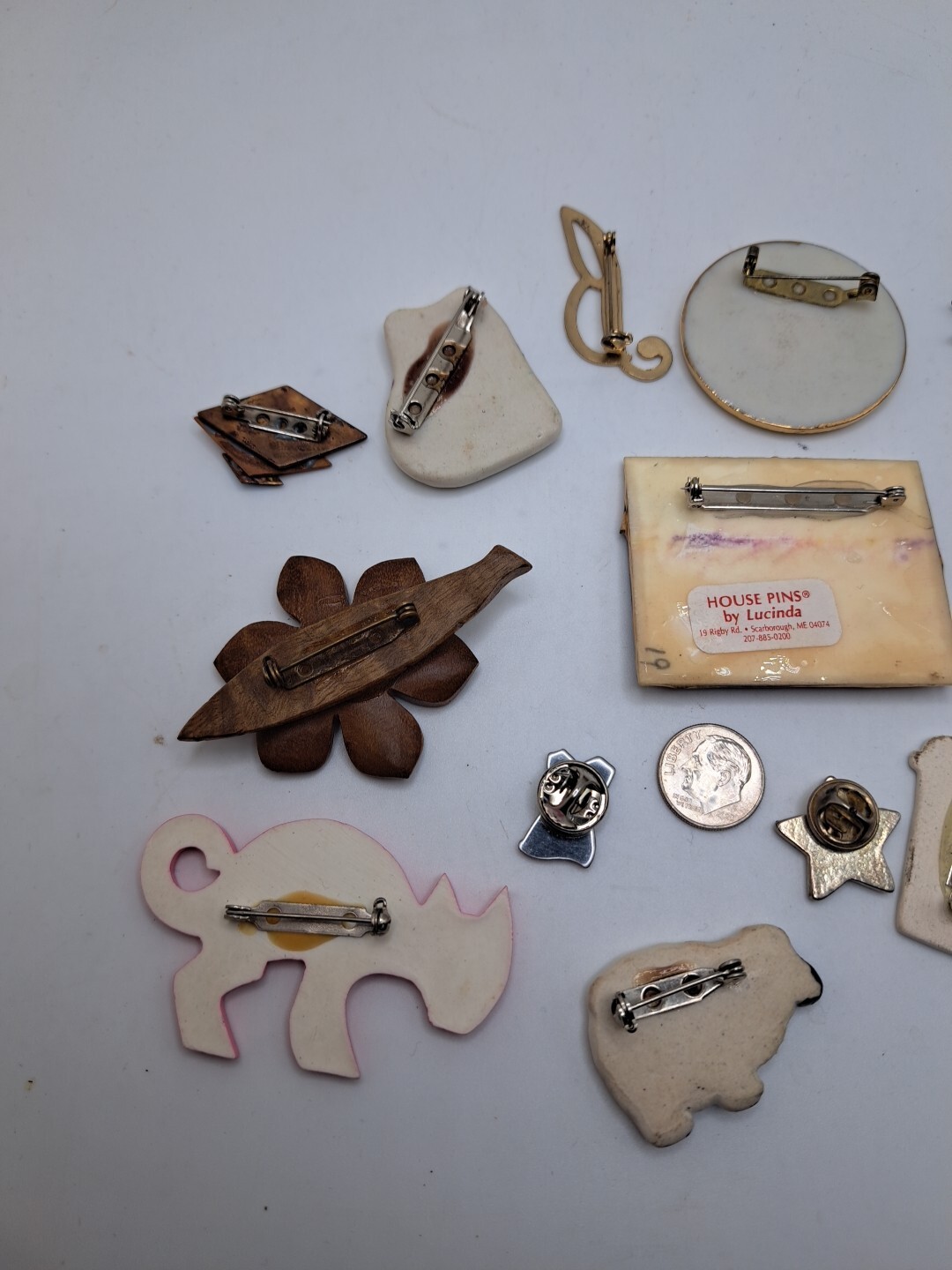 Vtg Lot (17) Pins Lapels Funky Eccentric Cat Flower Dog Handmade Latte Animals