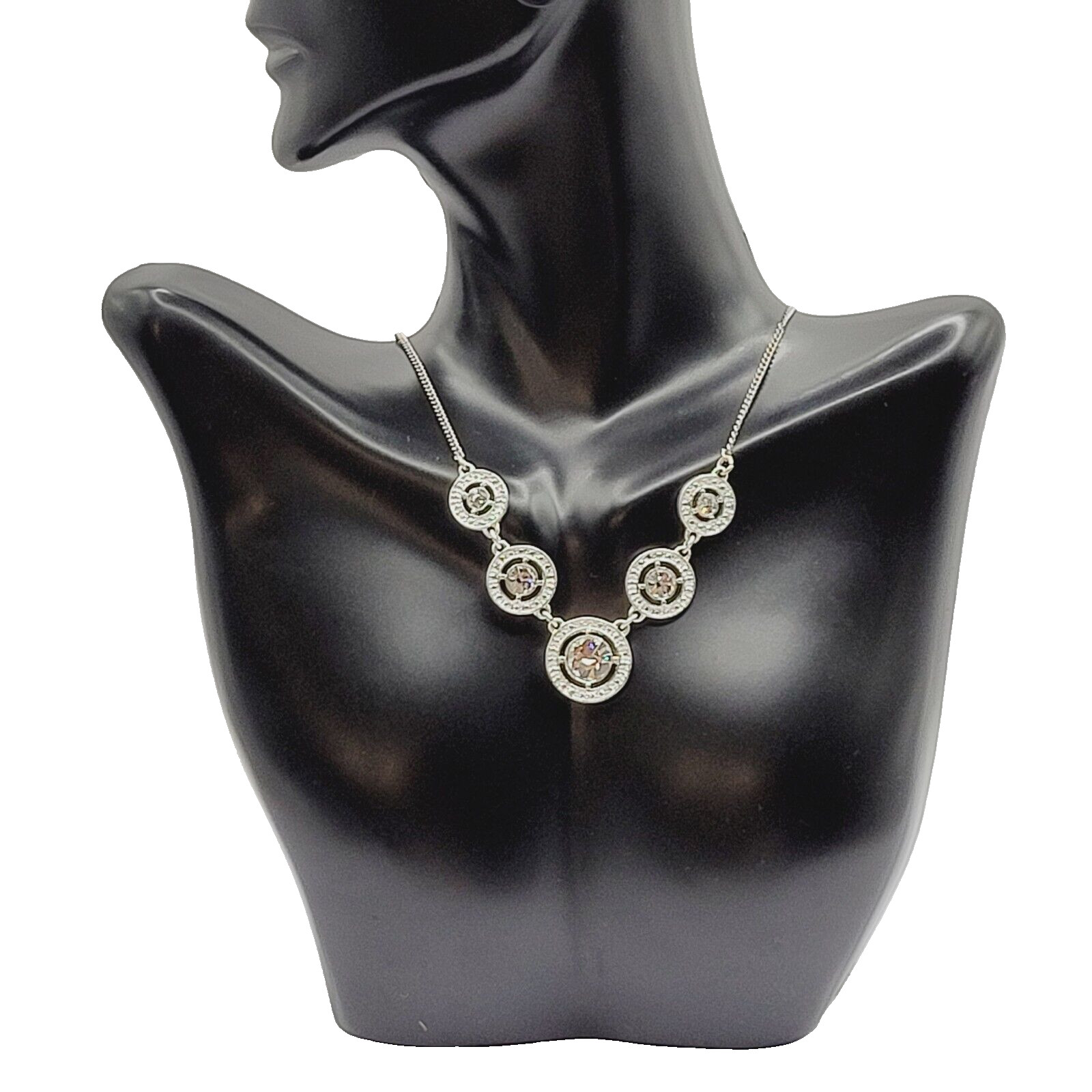 Avon NRT Professional Sparkling Rhinestone Silver Tone Metal Vintage Necklace