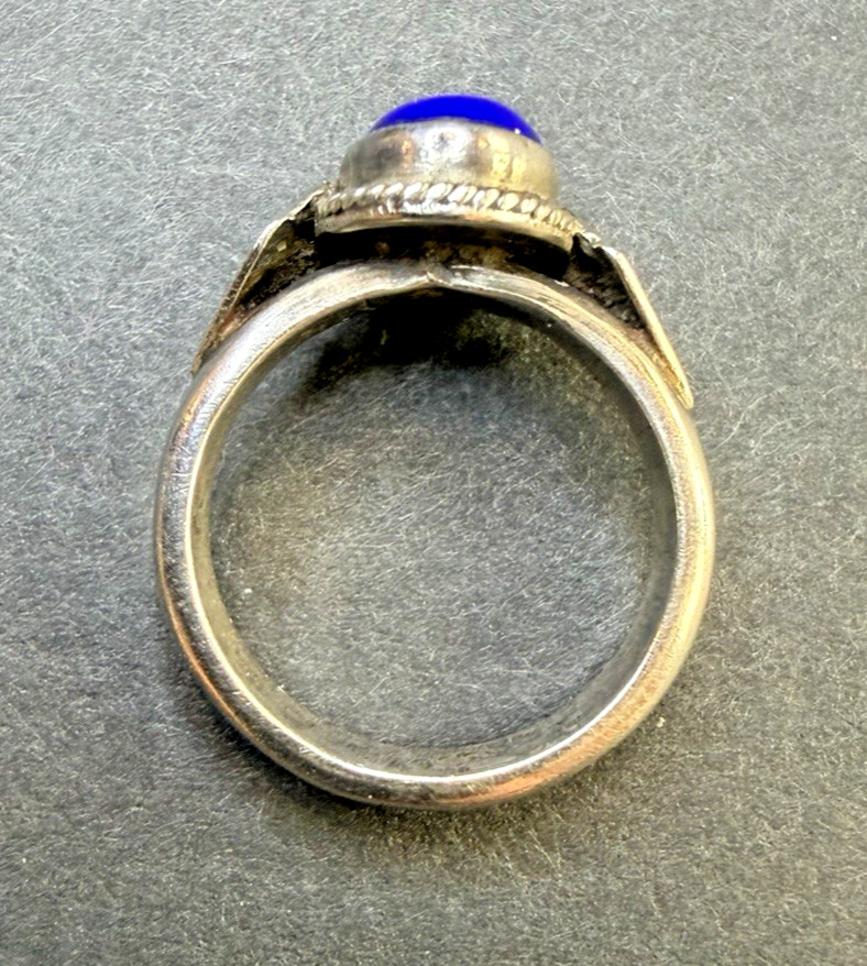Vintage Blue Lapis Lazuli 925 Sterling Silver Ring Size 5.5
