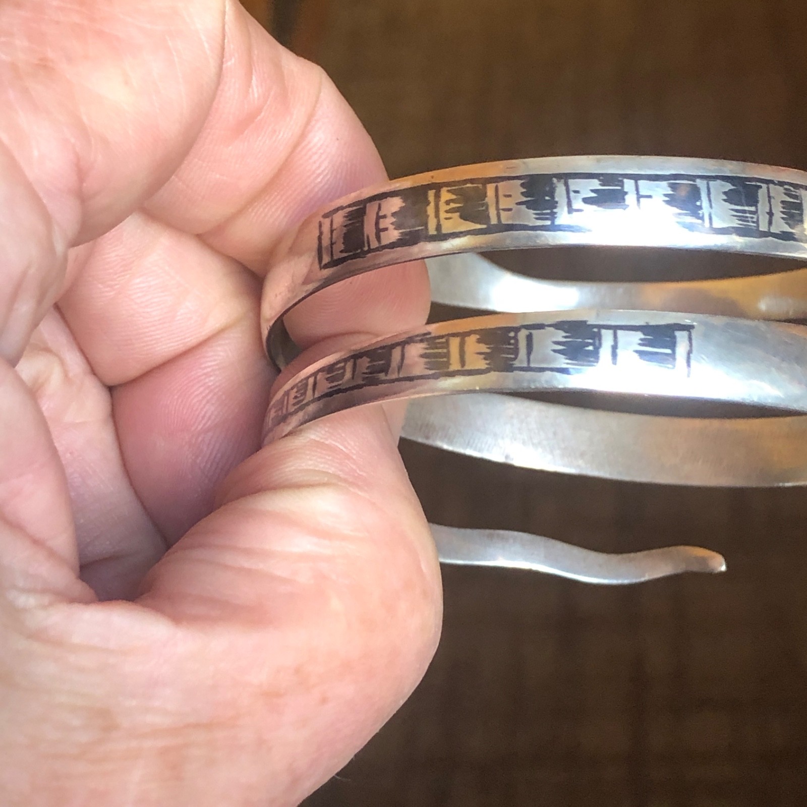 Art Deco Sterling Niello Snake Cuff / Bracelet Egyptian Revival 1930 42 Gram