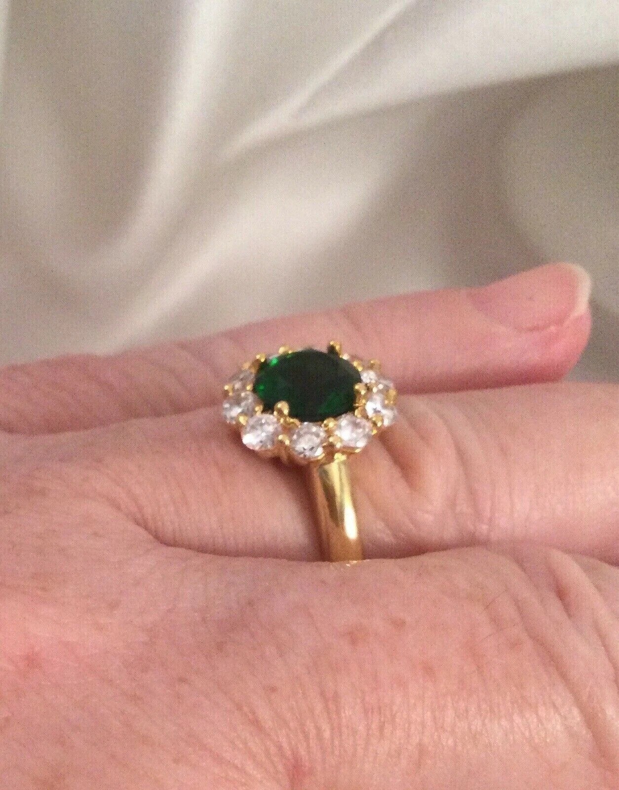 3.2Ct Art Deco Style Lab Created Emerald Women’s Anniversary 14K Gold FN Ring