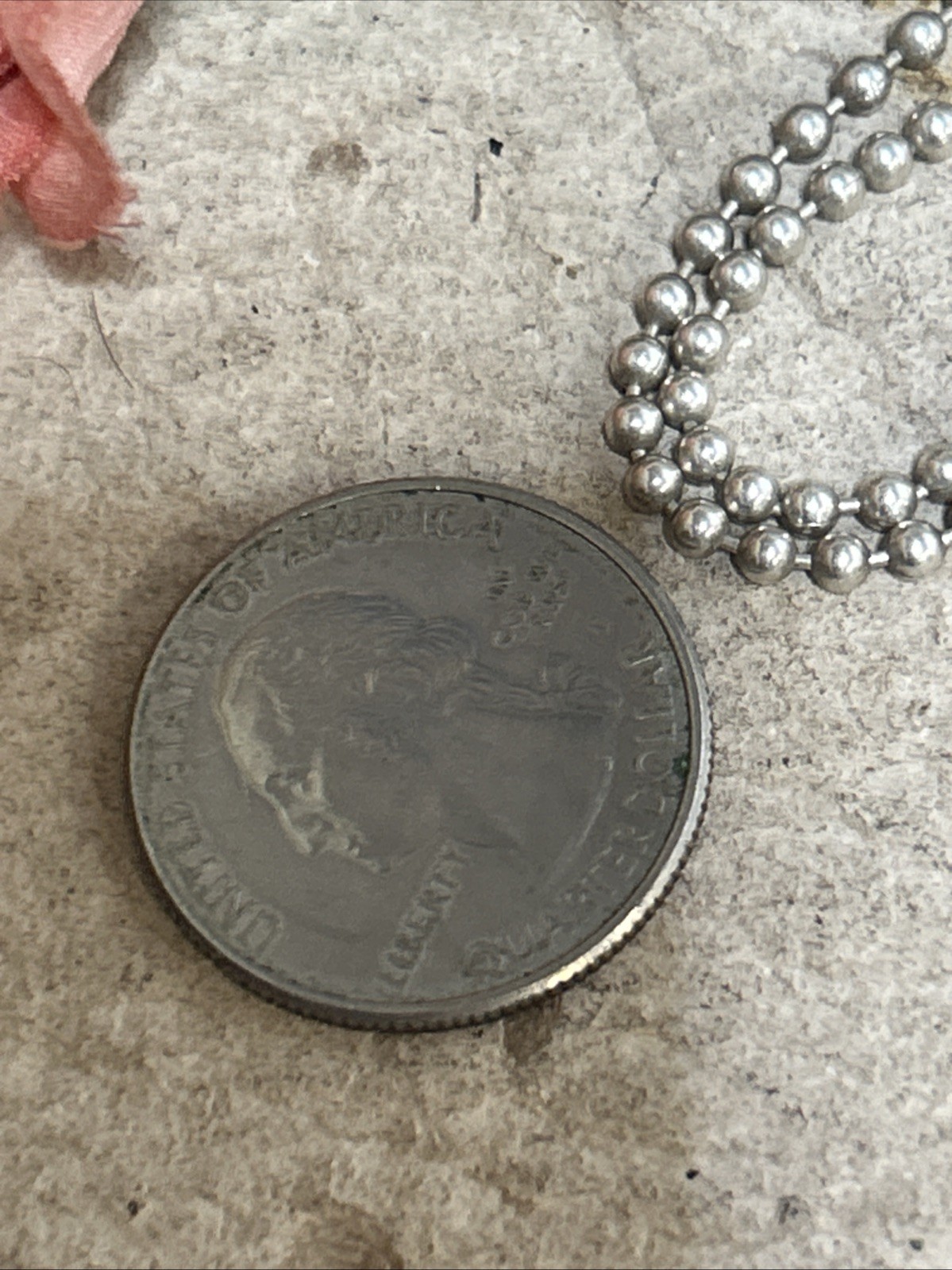53. Vintage Sterling 925 Crescent Repousse Pendant Ball chain Necklac 14.5g, 22″