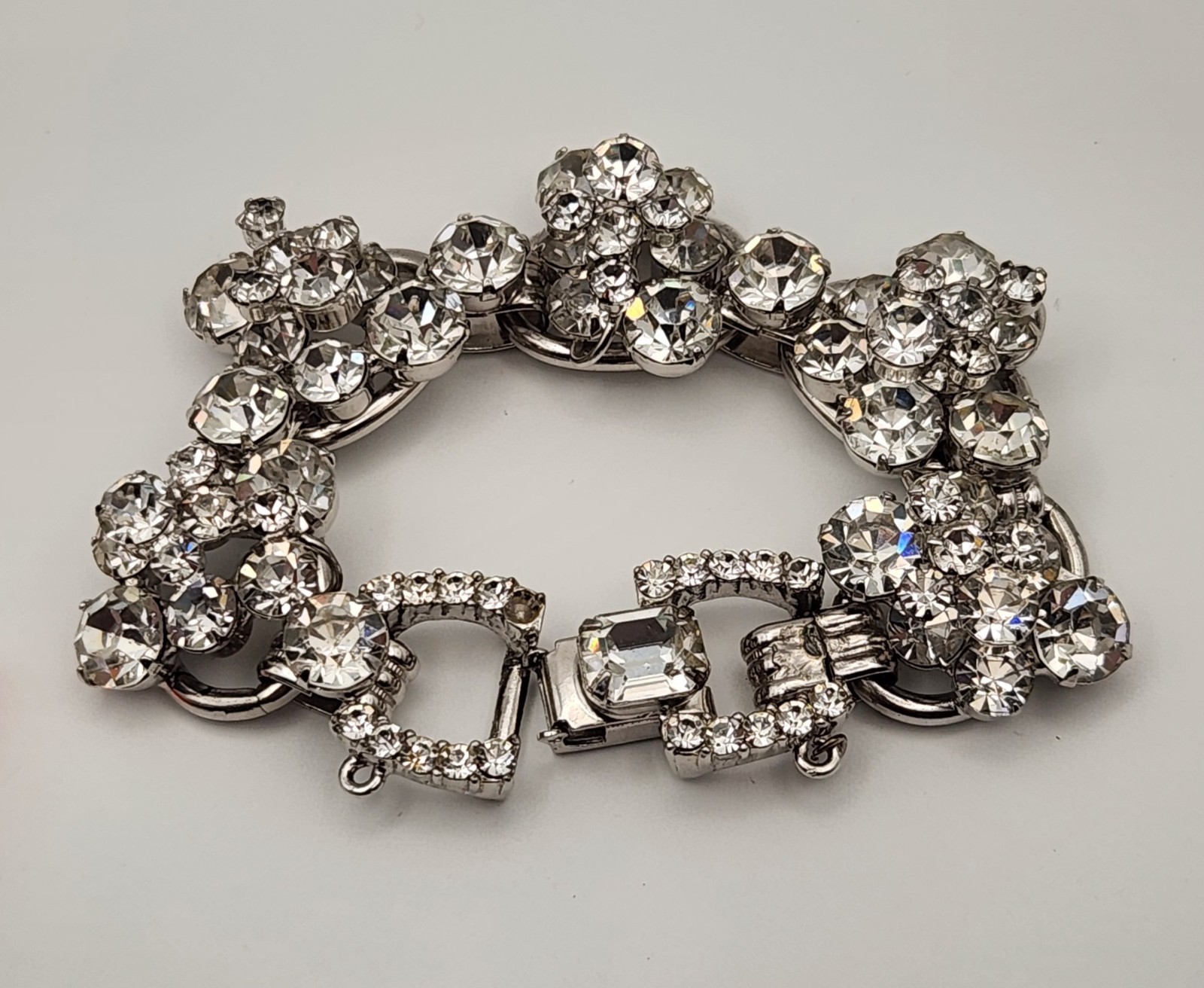 Verified Juliana D&E Ref 5757 Rhinestone Bracelet 5 Link Crystal Vintage 7″ READ