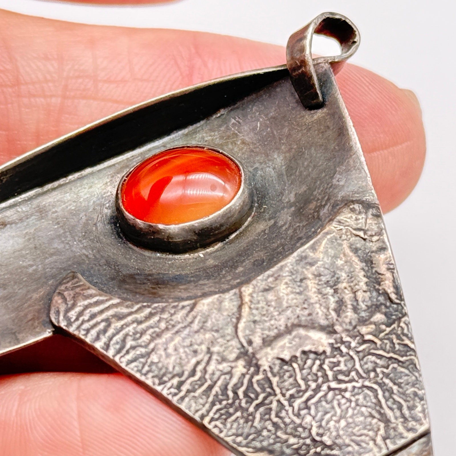 Vintage Brutalist Abstract Agate Silver Pendant