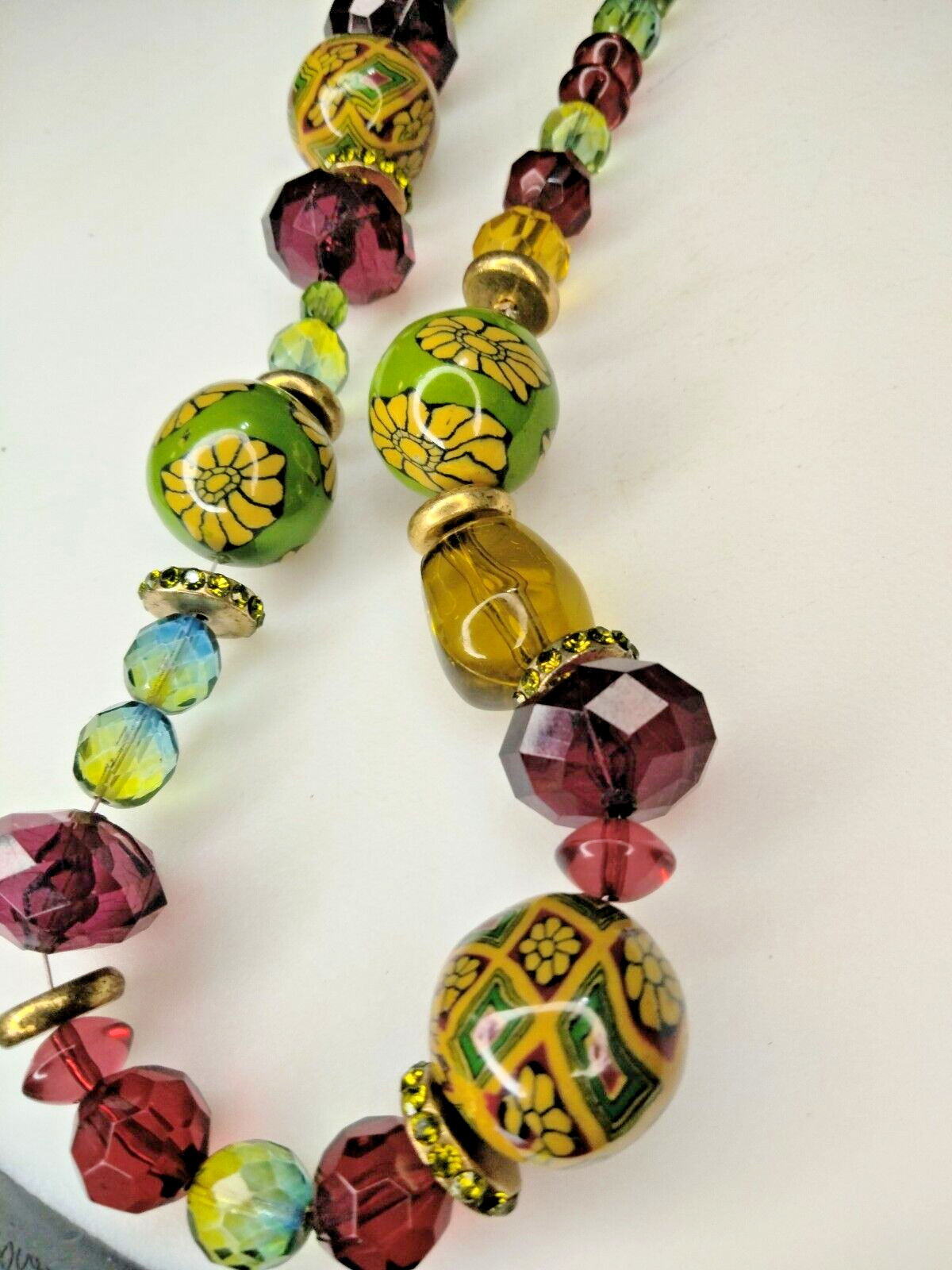 Beautiful Danish Design Pilgrim glass beaded necklace rhinestone gold spacer