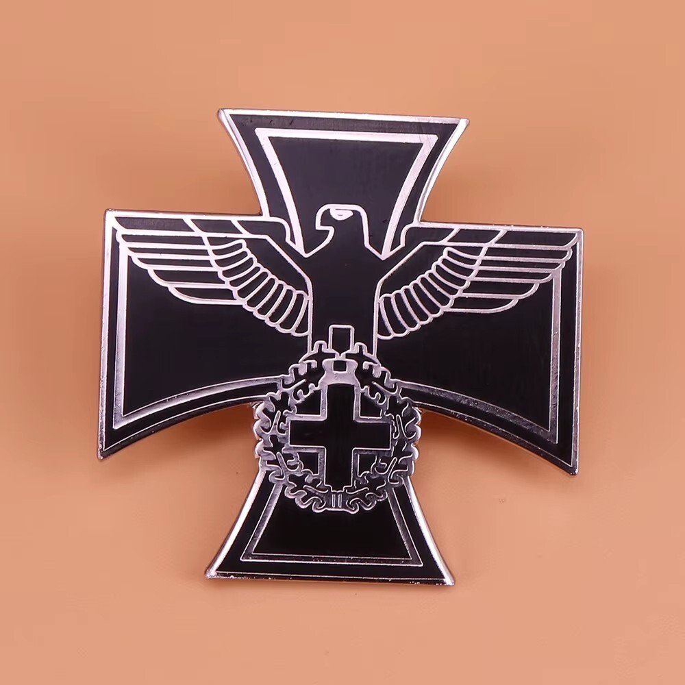 German Eagle Pin Stainless Steel Maltese Iron Cross Broach Jewelry
