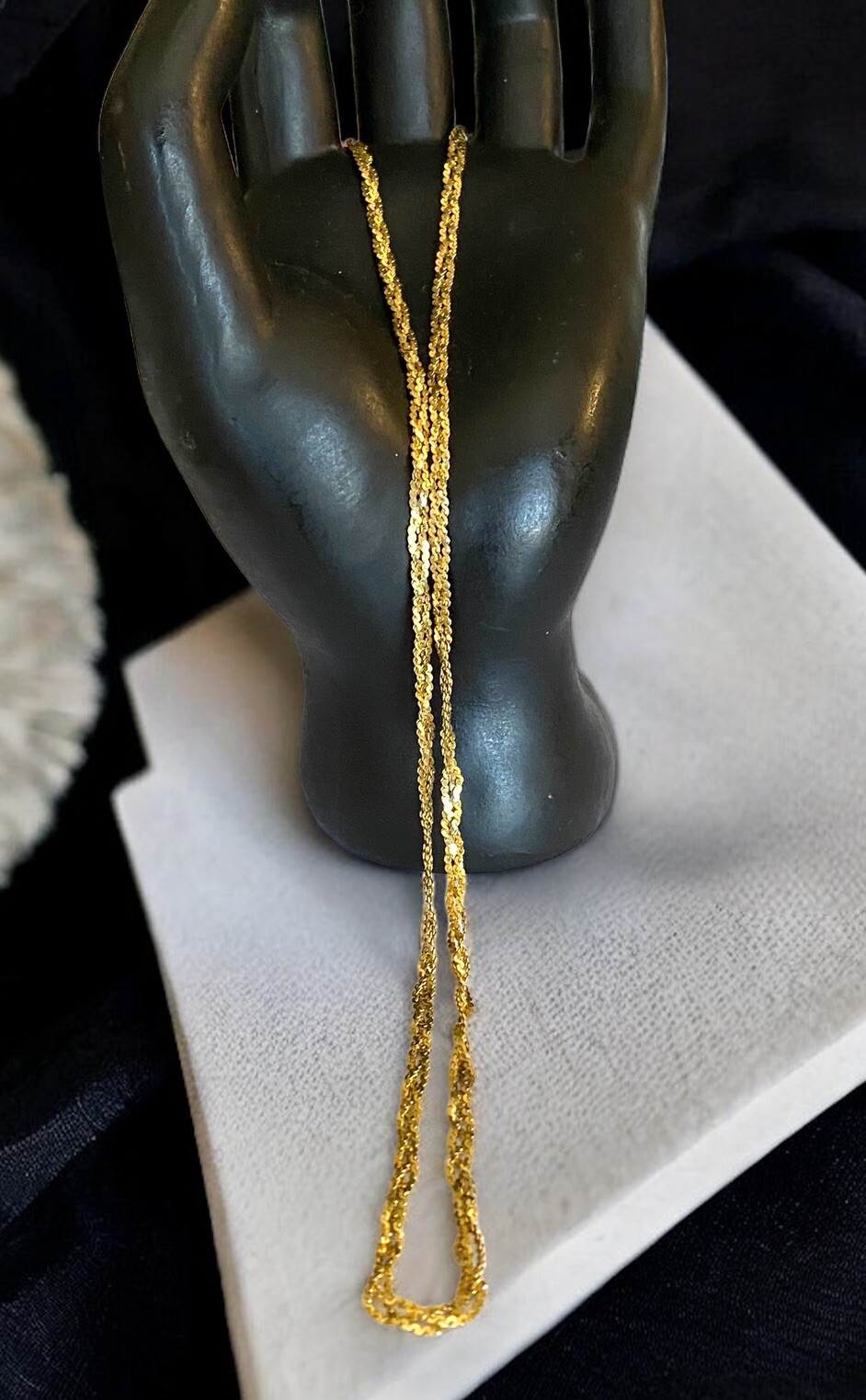 Vintage 14K Solid Italian Gold 17.75” 3mm Braided Necklace 6.4 grams!