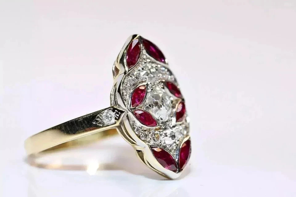 Art Deco Style Round Cut Lab Created Diamond 14K Yellow Gold FN Engagement Ring