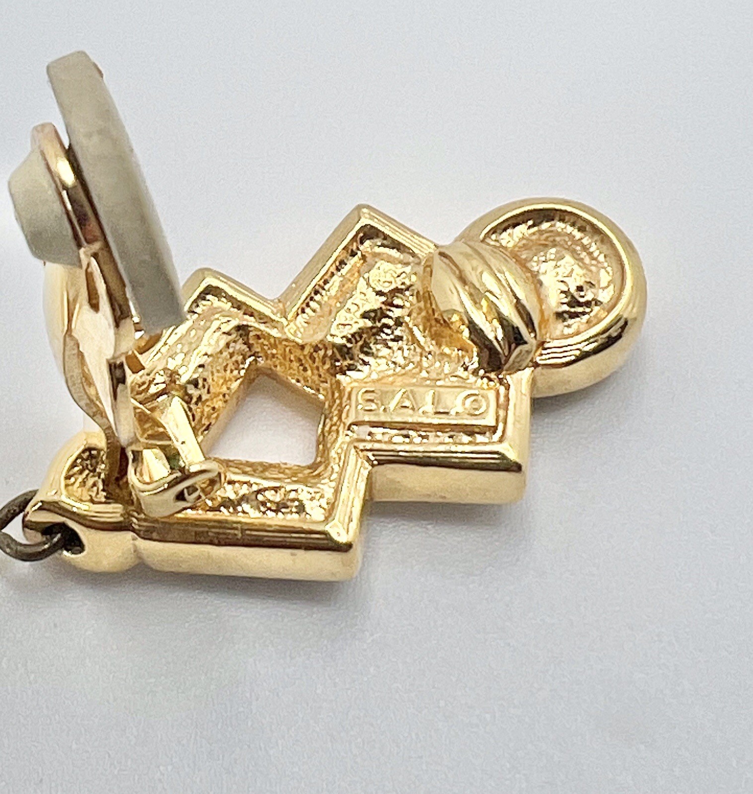 S.A.L. SWAROVSKI Crystal Pearl Drop Art Deco Inspired Gold Tone Clip Earrings