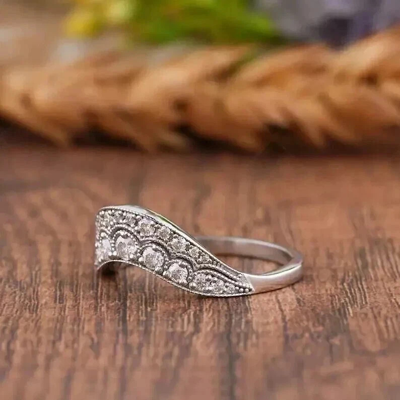Art Deco Style Lab-Created Diamond Valentine’s Day Gift 14K White Gold FN Ring