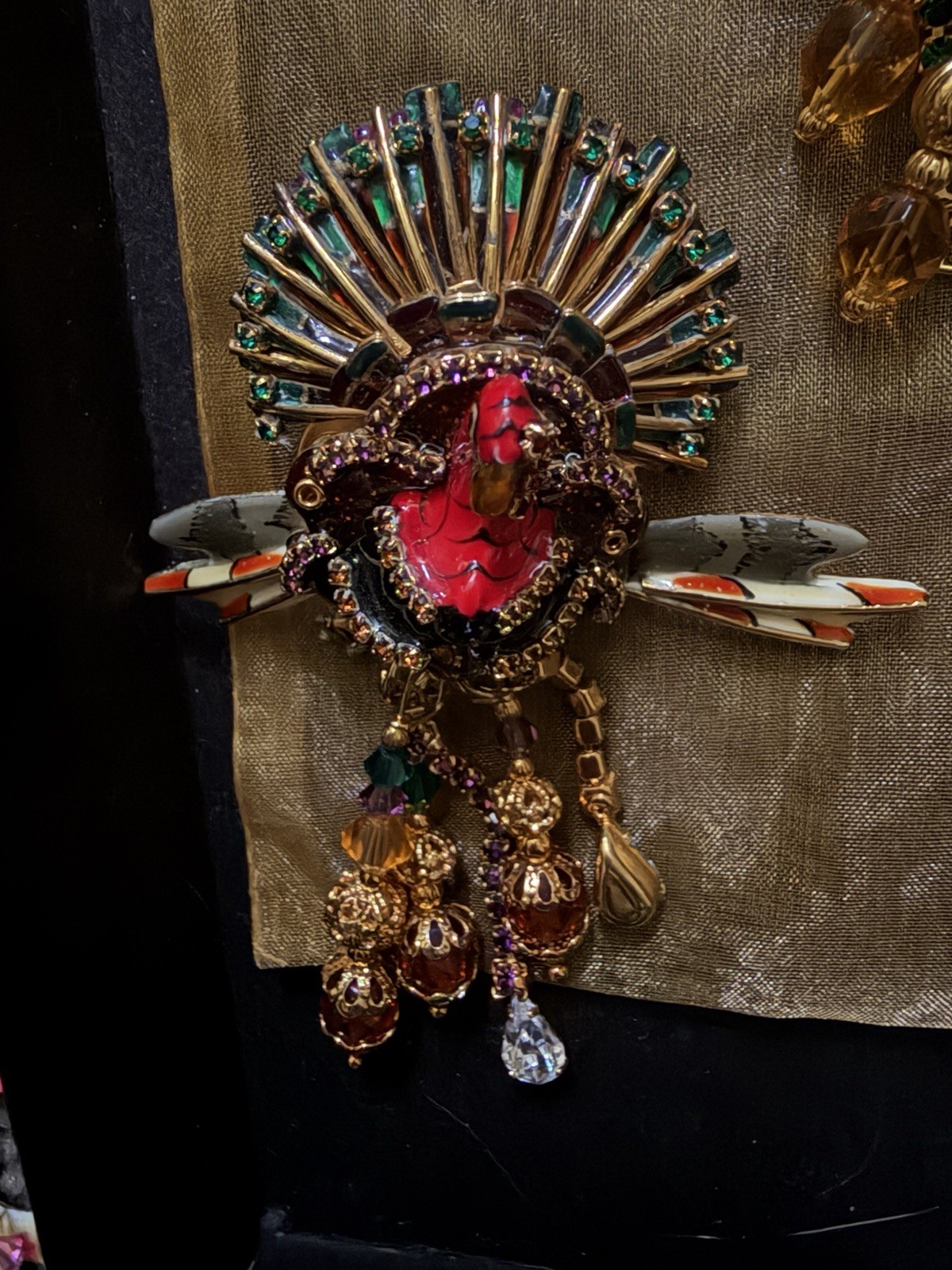 Lunch At The Ritz (LATR) Turkey Brooch / Pendant Earrings RARE VINTAGE Set