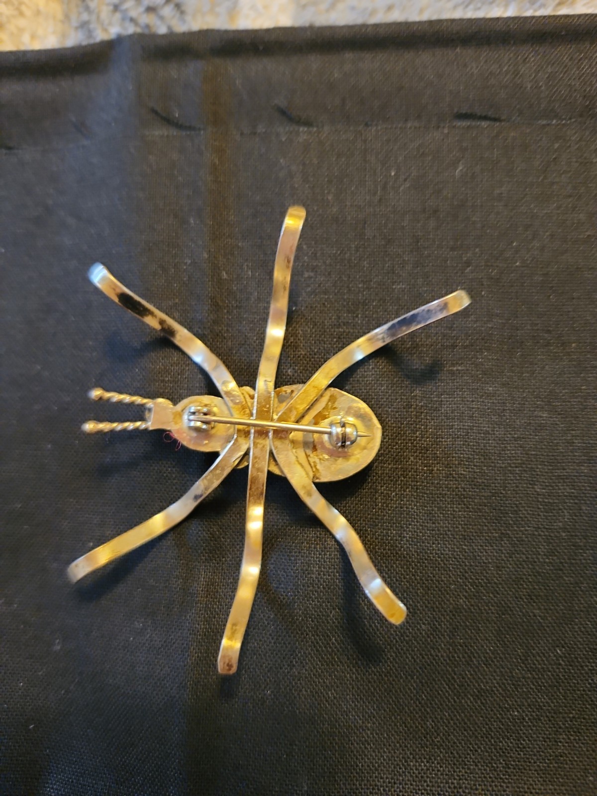 Sterling Silver Spider Broach With Malachite