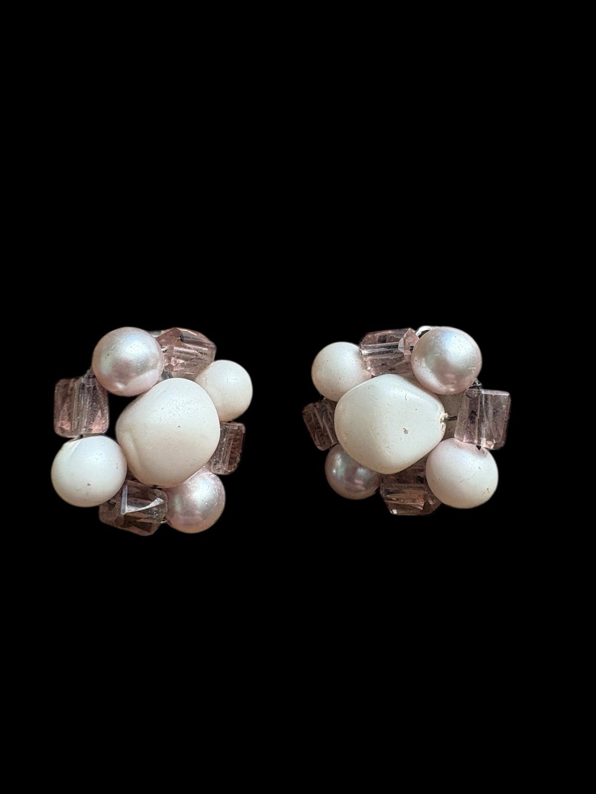 Vintage Beaded Cluster Clip On Earrings Lot 11 Japan, Hong Kong