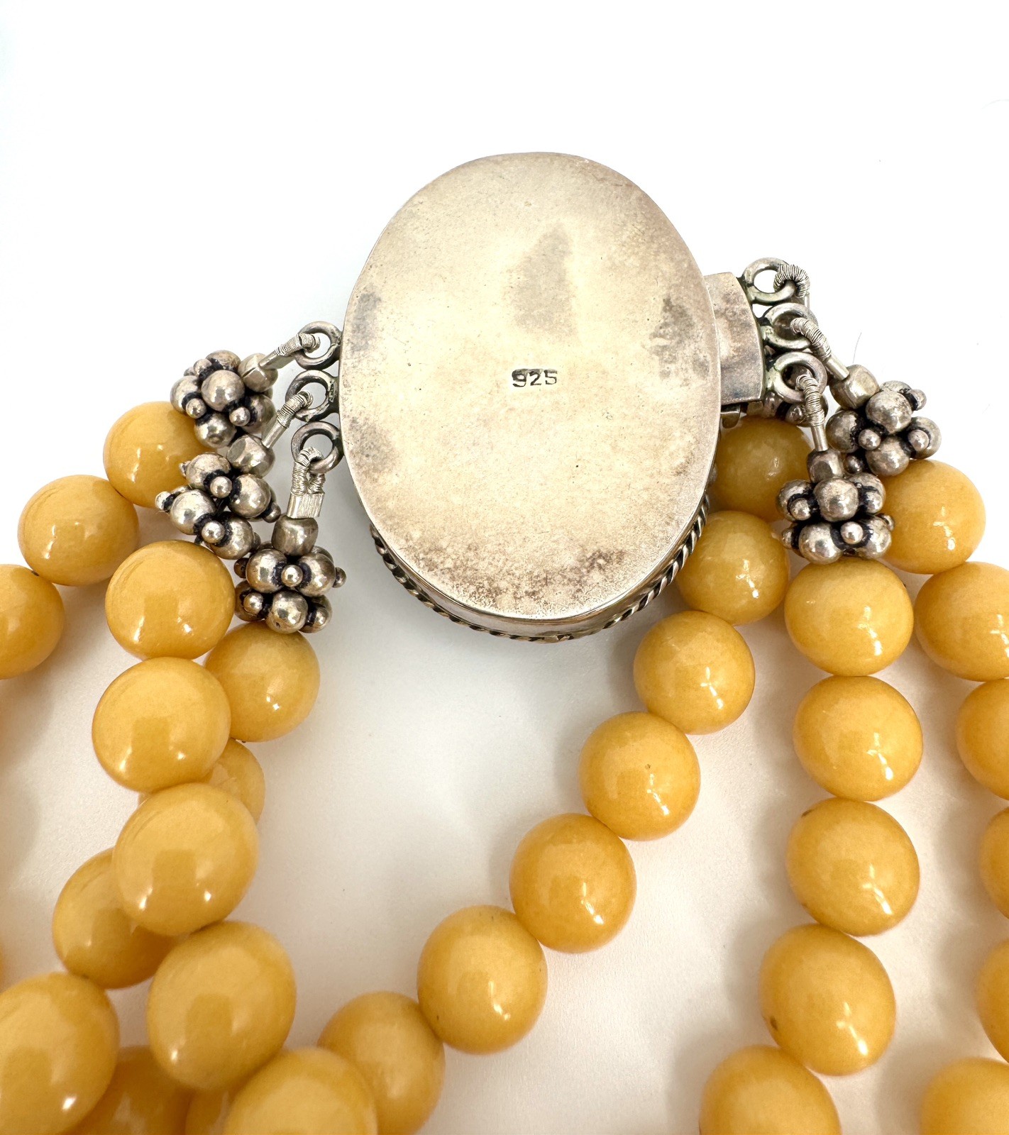 Vintage Turquoise Yellow Jasper And Sterling Silver Statement Bracelet