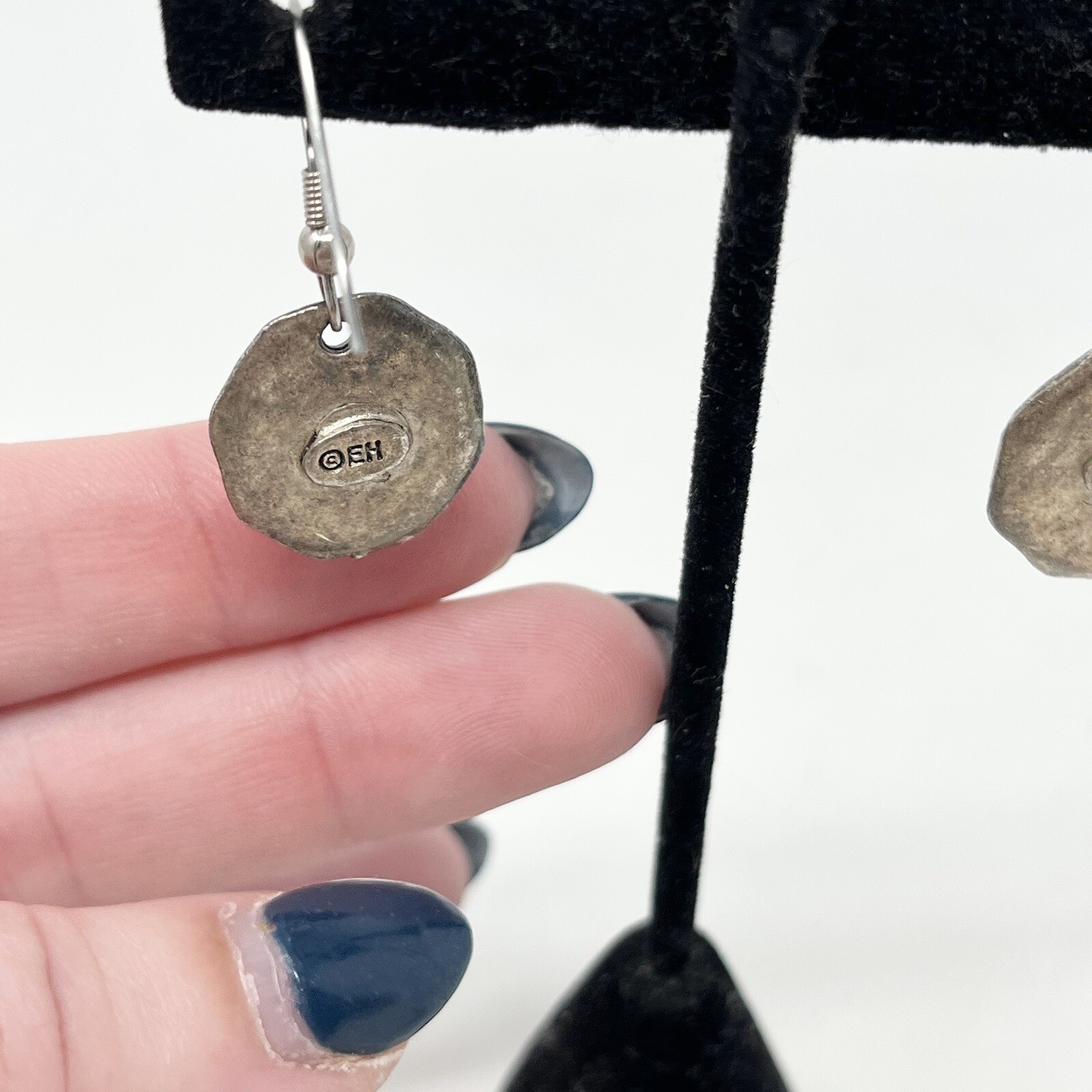 Eivind Hillestad Signed (EH) Vintage Floral Earrings Stop Go Sign Dangle