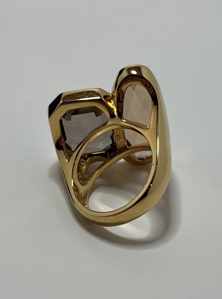 Large Swarovski Swan Faceted Topaz Crystals Cocktail Ring Size 7 with Box