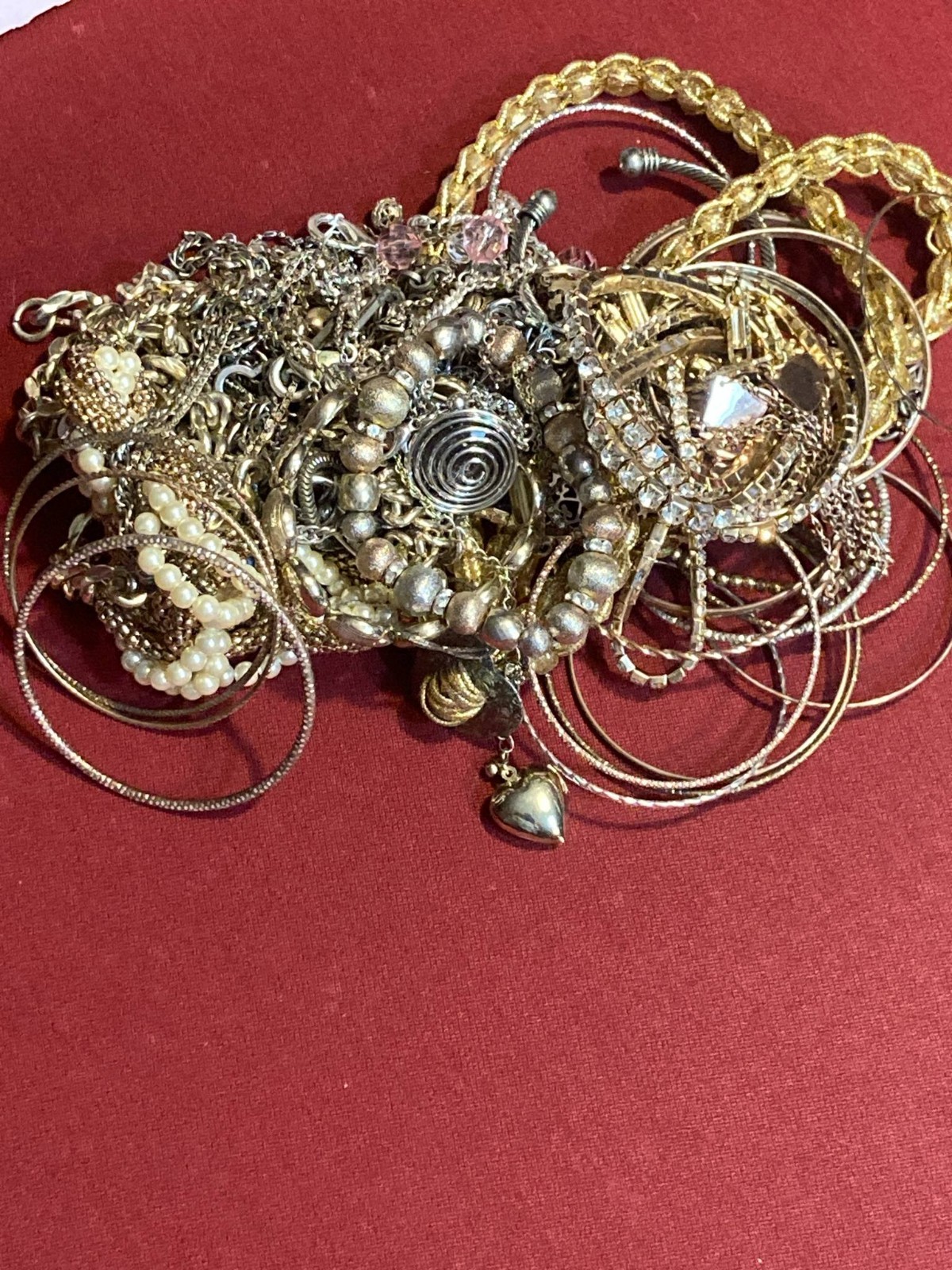 1 lb 11 oz Mixed Gold Tone & Silver Tone Jewelry Lot – Treasure Hunt! Untested
