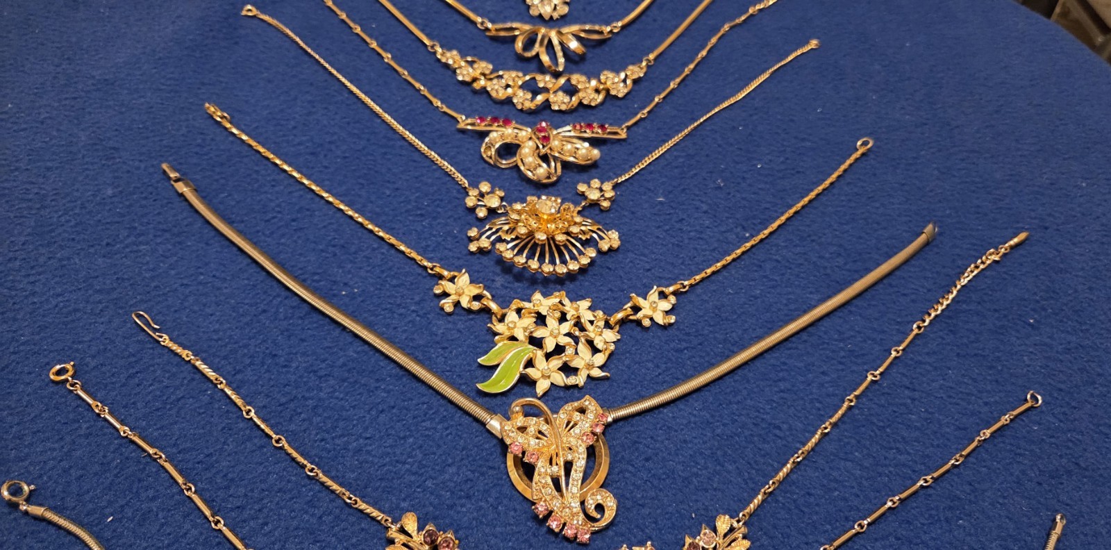 Vintage Mid Century Necklace Lot Of 10. Rhinestones. 6 Signed Kramer Trifari…