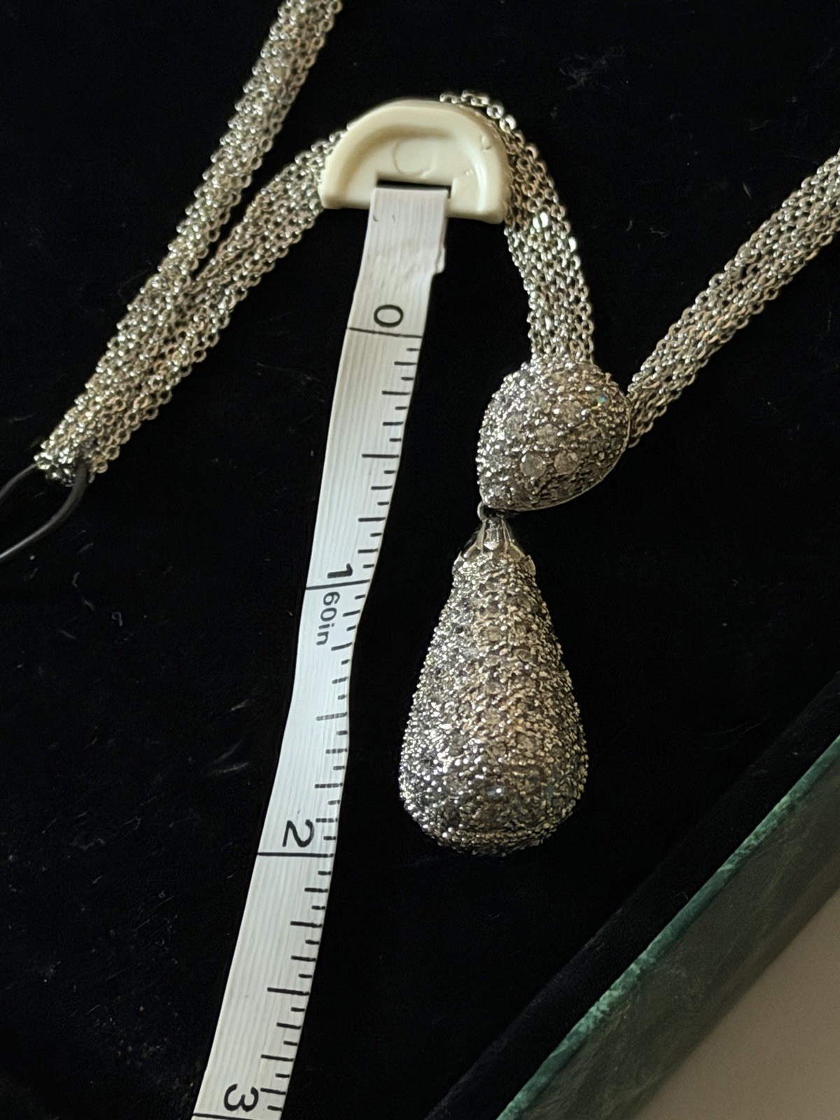 Suzanne Somers 2002 HSN Sterling Silver Multi-strand Clr CZ Large Drop Pendant