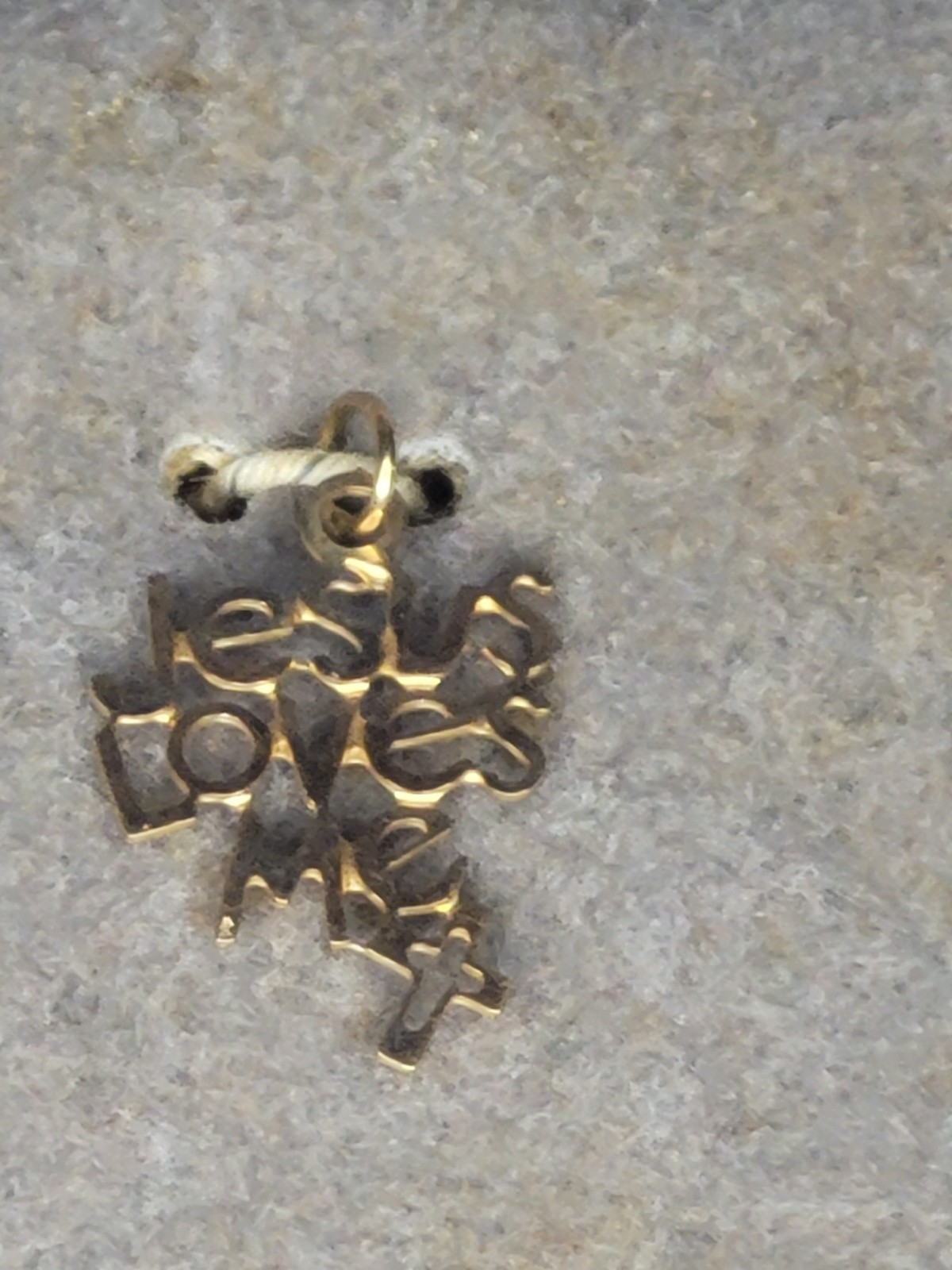 Vintage New Old Stock Marked 14K Gold Charm Pendant Jesus Loves Me Cross