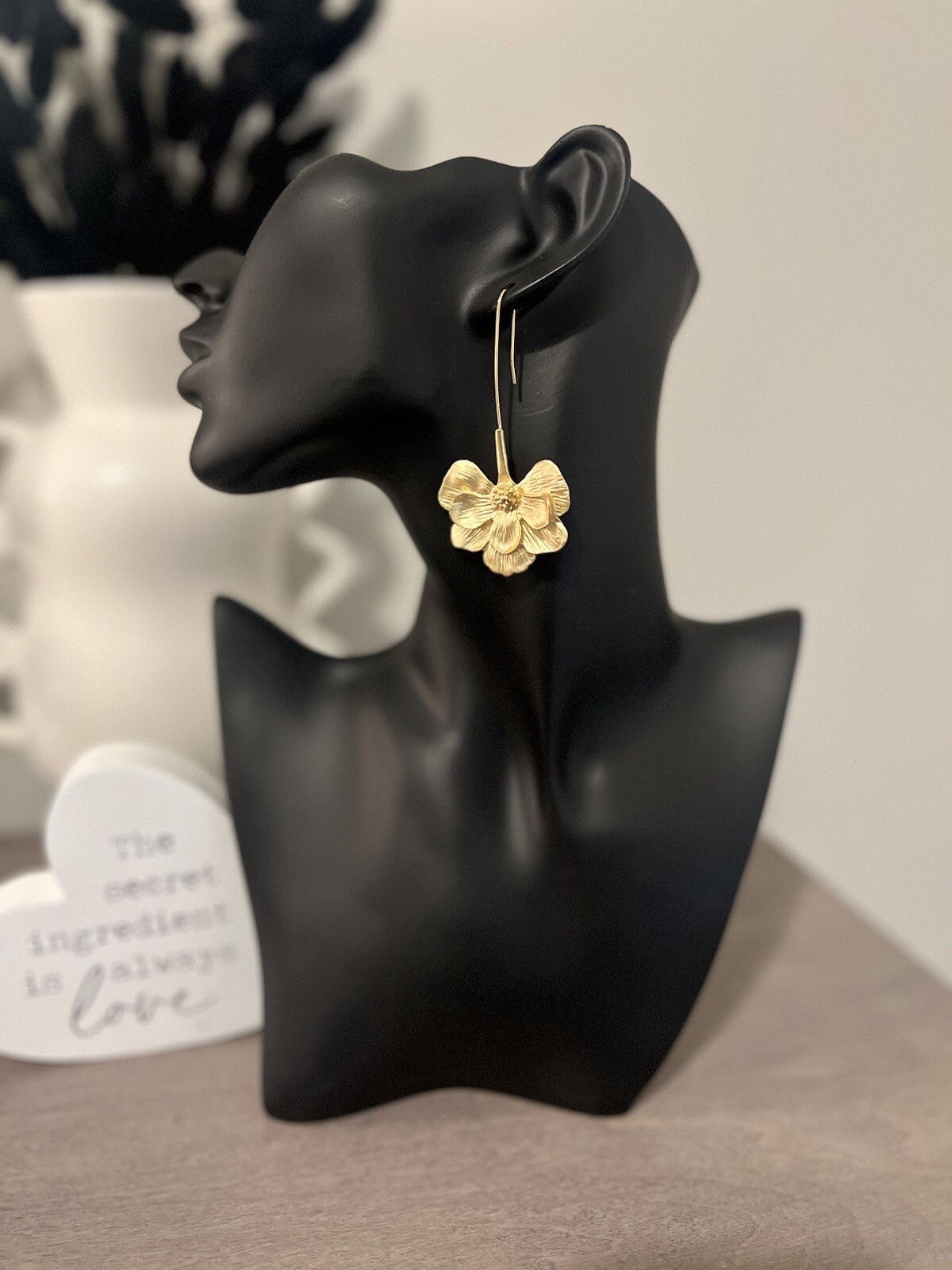 Elegant Style Flower Gold Dangle Earrings, Trendy Earrings, Gold Flower Earrings