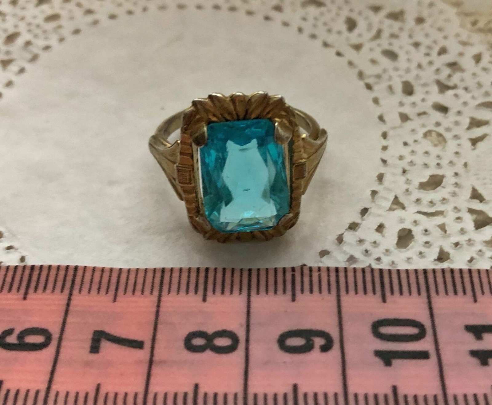 Original Vintage Estate Ring Soviet Sterling Silver 875 Aquamarine Size 8.5 USSR