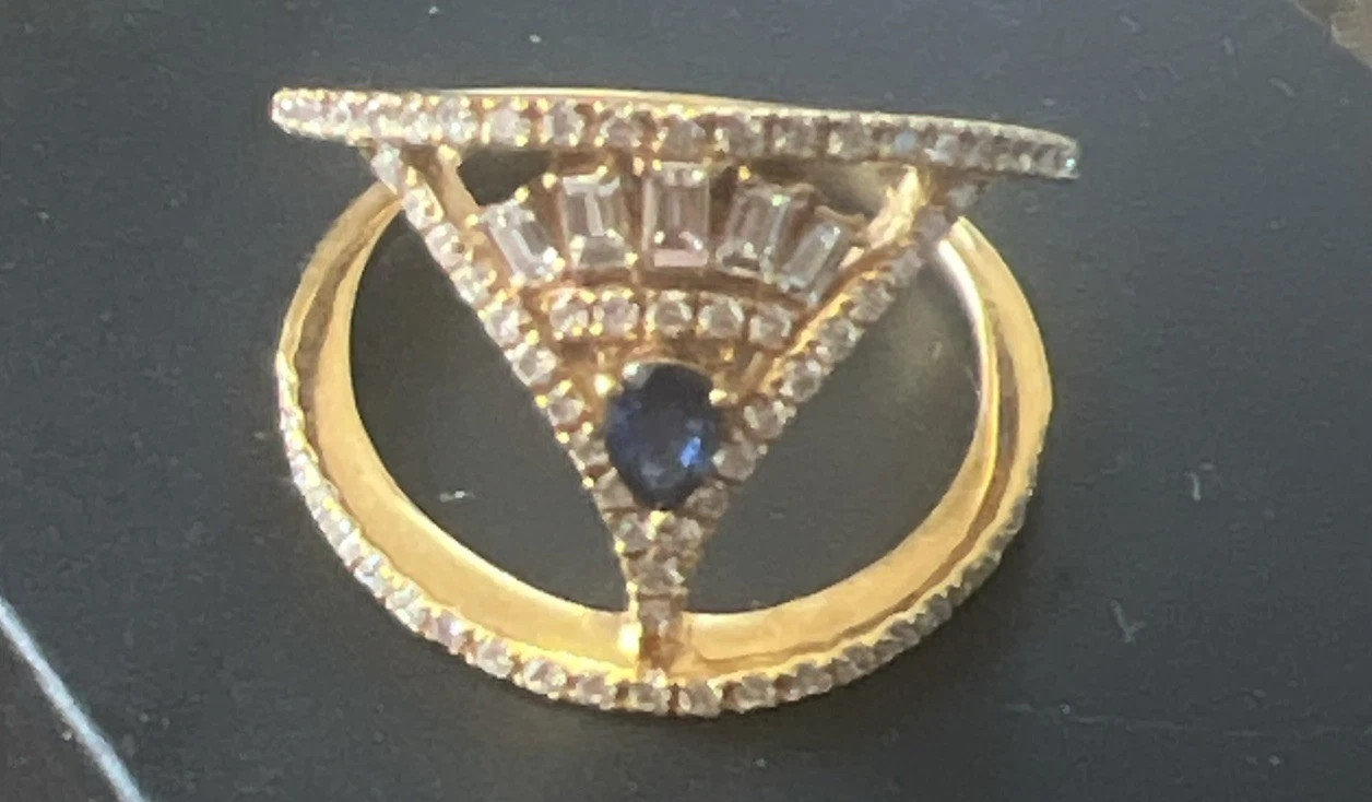 Art Deco Style Lab Created Diamond Engagement Anniversary 14K Gold Finish Ring
