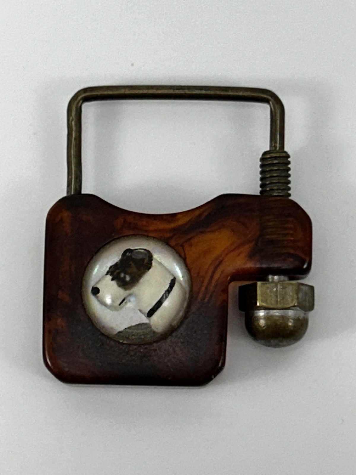 Vintage Antique Tortoiseshell Celluloid Dog Bakelite Mother key Pearl Clip tag