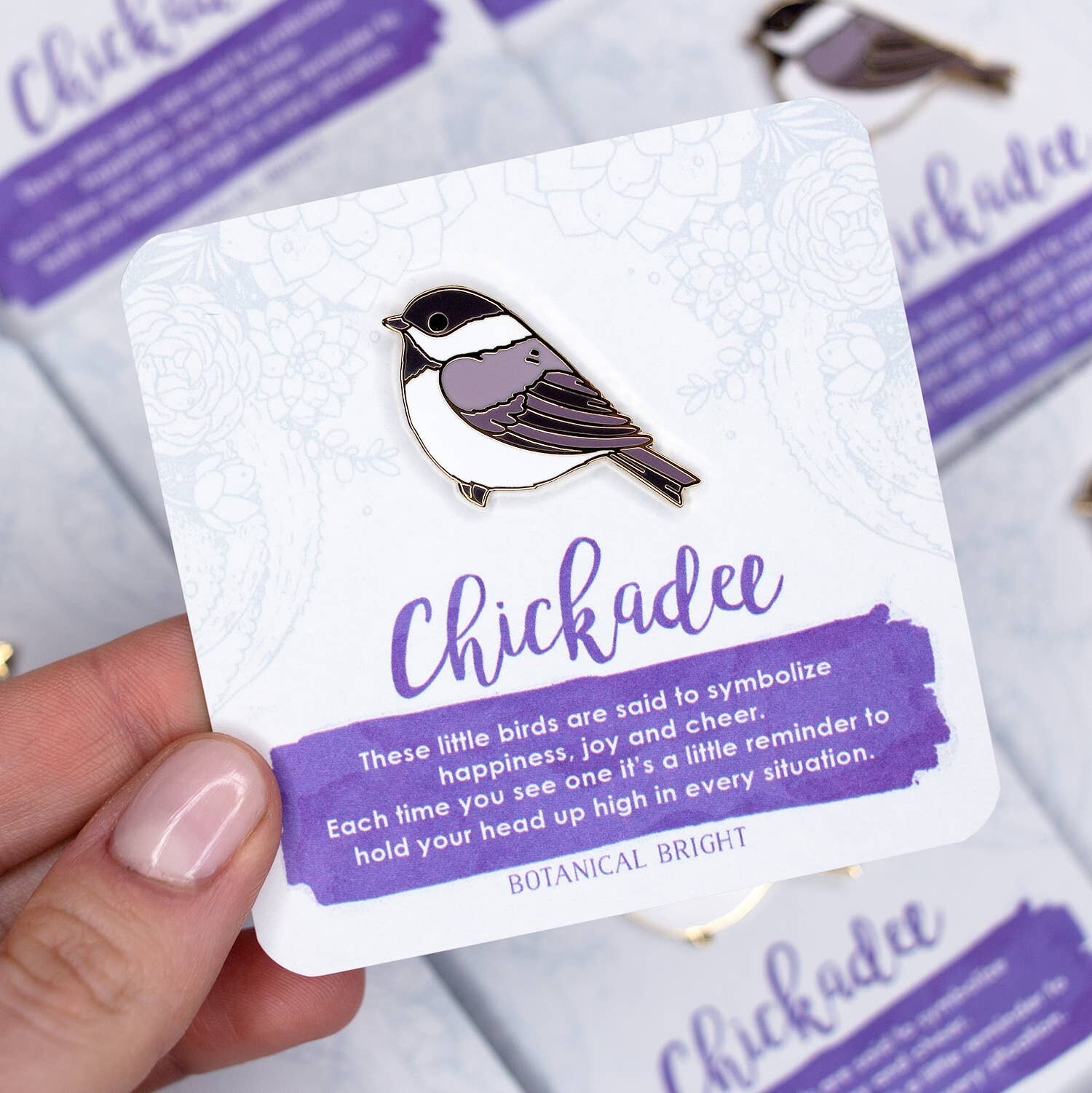 Chickadee Bird Enamel Pin – Gold Plated Nature Jewelry – Wildlife Brooch