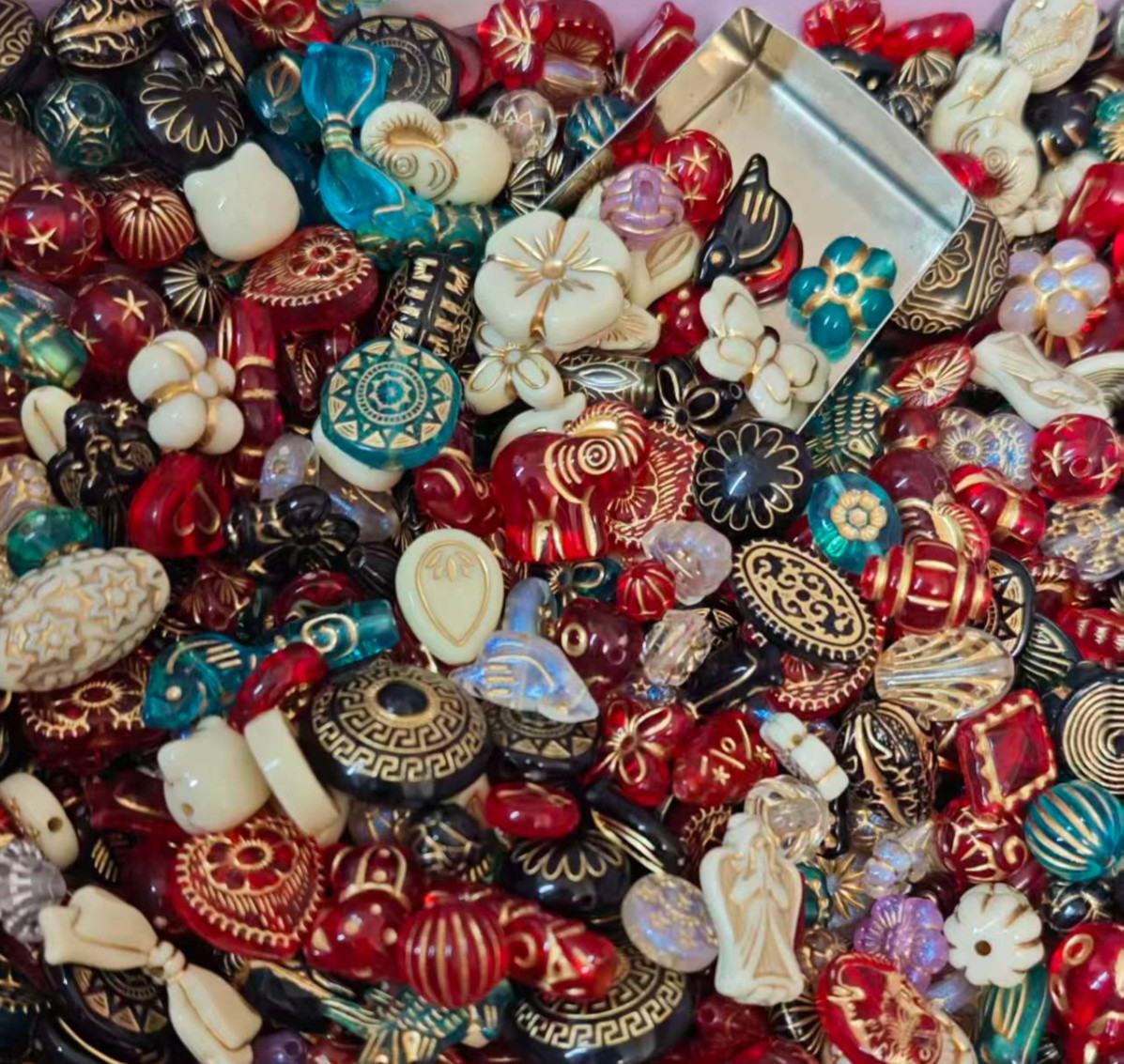 100g Mixed Acrylic Beads Czech Style Colorful Jewelry Making Craft Supplies