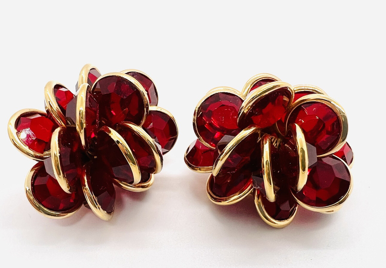 Large SWAROVSKI 3 Dimensional Bezel Set Crystal Earrings Signed Vintage Jewelry