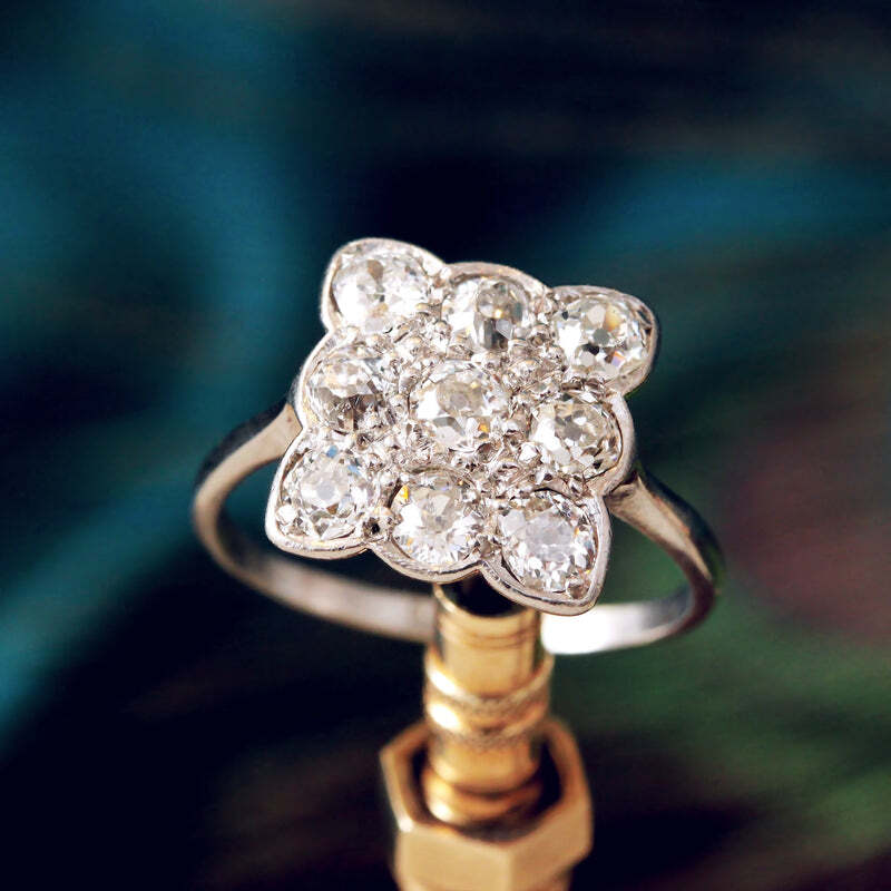 2.30CTW White Round Cut Simulated Diamond Antique Style Art Deco 925 Silver Ring