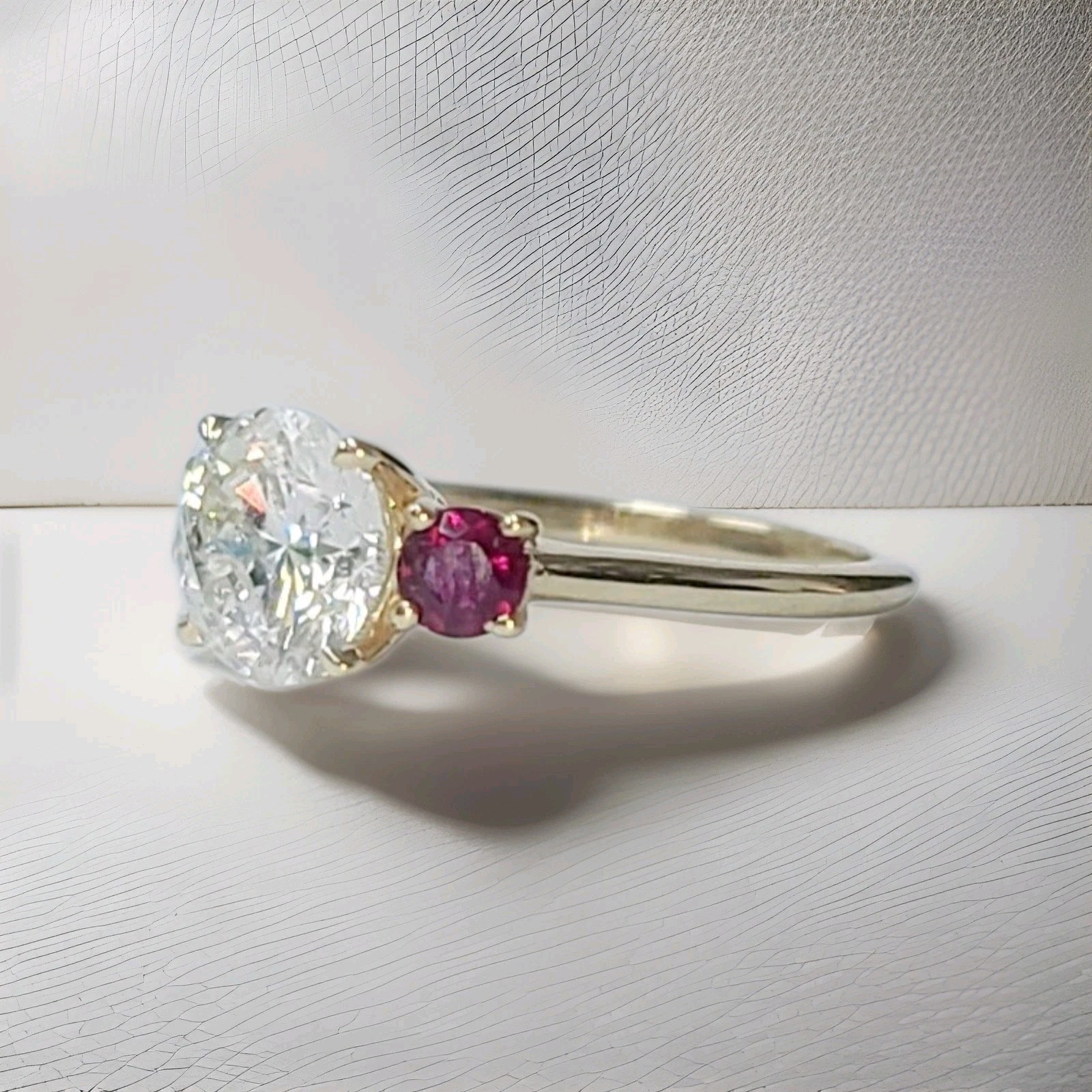 14K Yellow Gold Engagement Three Stone Ring 1.64CT.Natural Round Cut Diamond