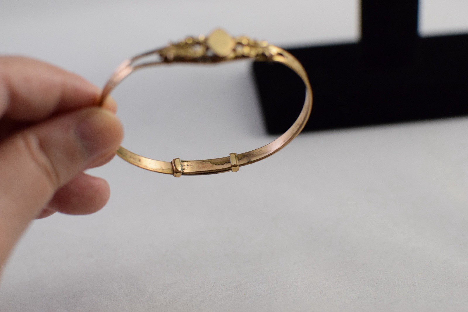 Antique Victorian Rolled Gold Floral Expandable Bangle Bracelet Read