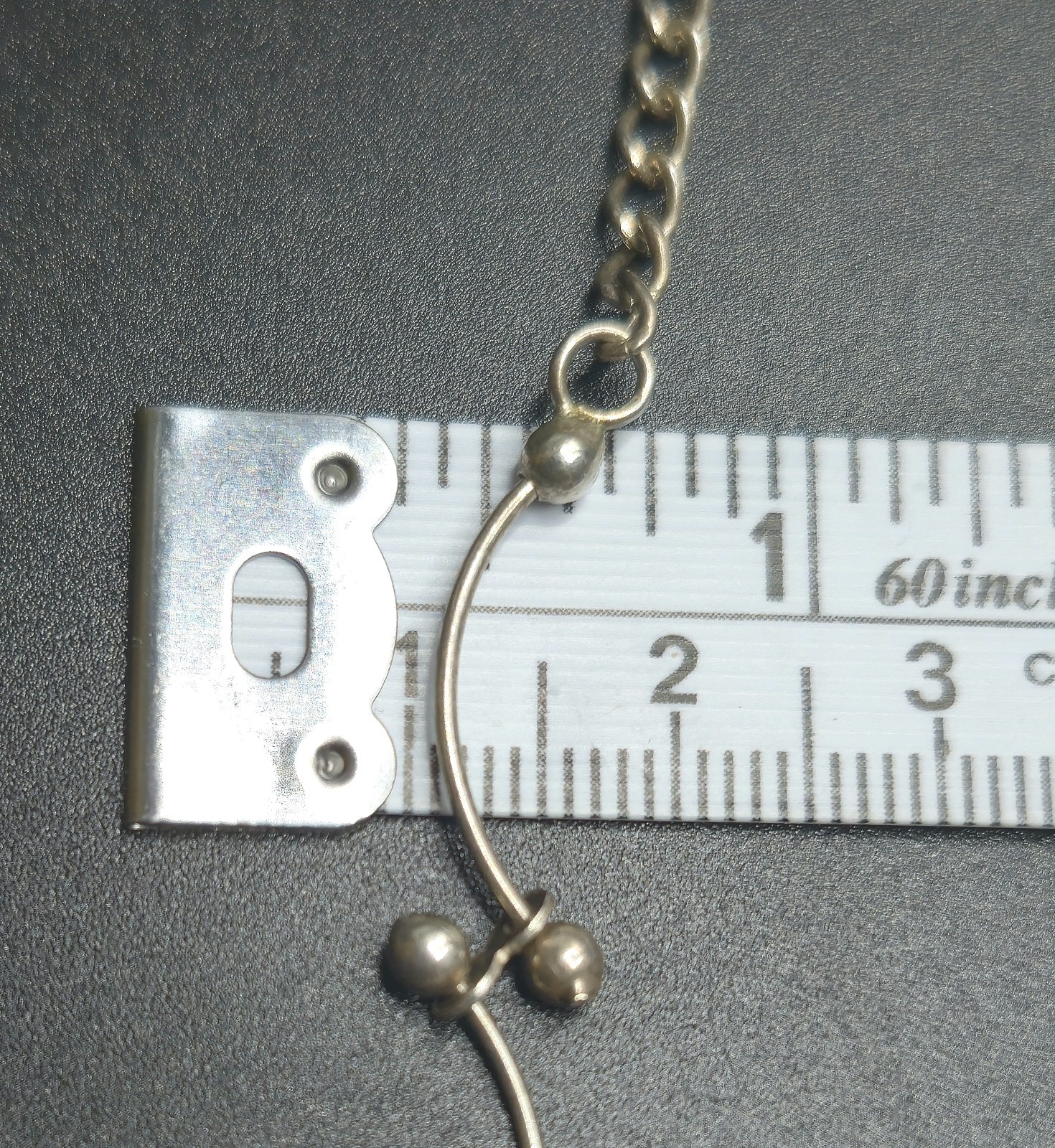 Vintage Sterling Silver 925 Modernist Bone Design Necklace Bar & Ball