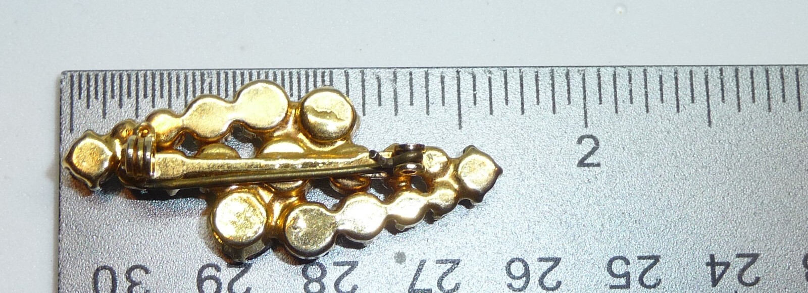 Vintage Gold Tone Clear Rhinestone Brooch Pin Bling USA Seller