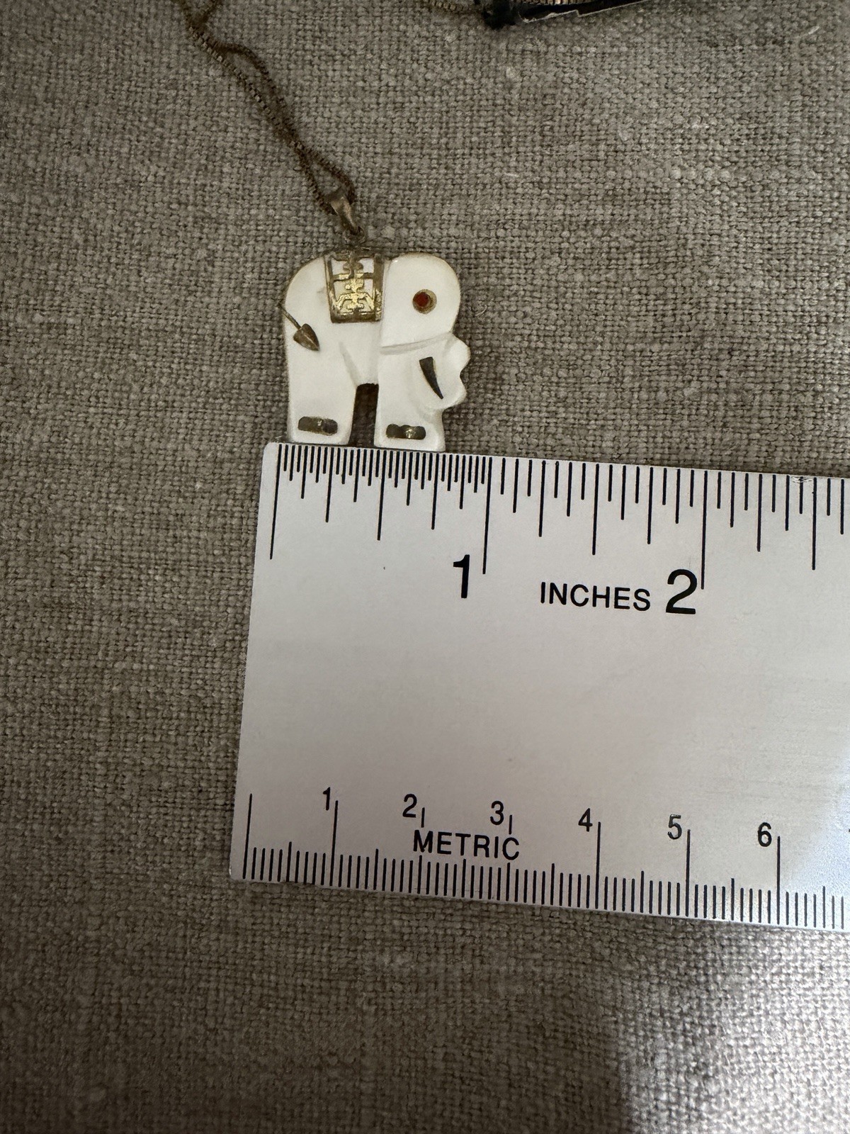 Vintage Jade Elephant Necklace 18K Gold Over Sterling Silver Good Luck Charm