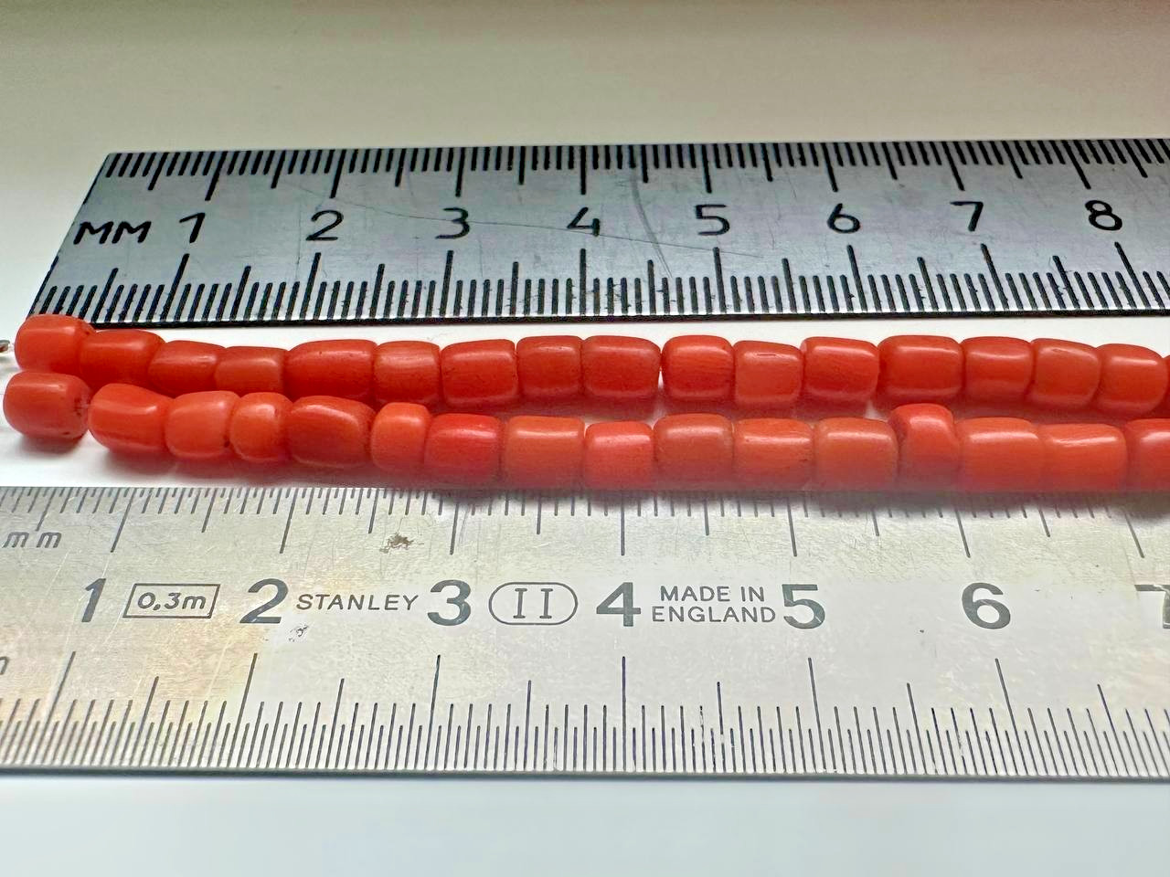 Vintage Natural Red Coral Beads – Triple Strand 11-12 g-188