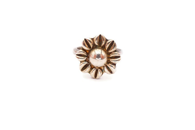 Vintage Mexico Sterling Silver 925 Flower Ring Size 5.25 Adjustable