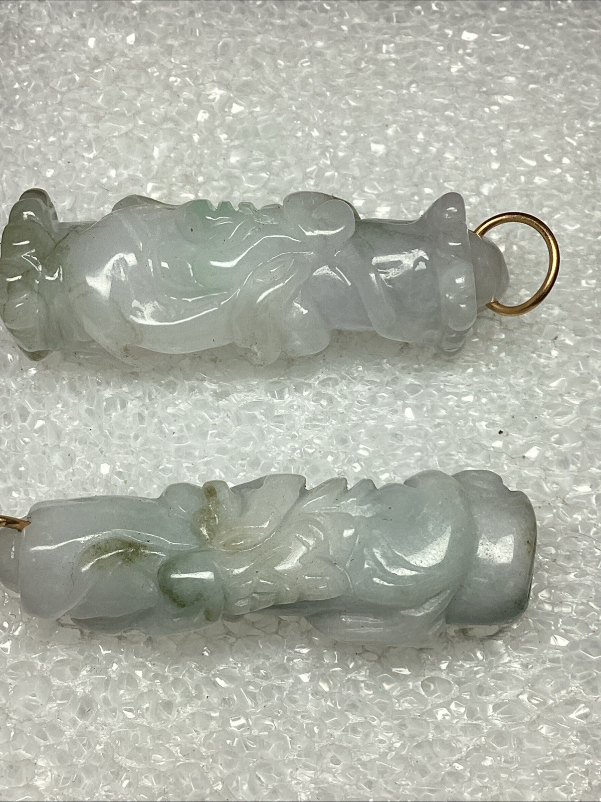 2 Vintage Carved Jades Dragons Pendants 50mm #88
