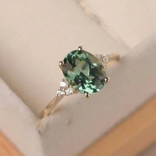 2.65Ct Art Deco Lab Created Emerald & Diamond Anniversary Gift 14K Gold FN Ring