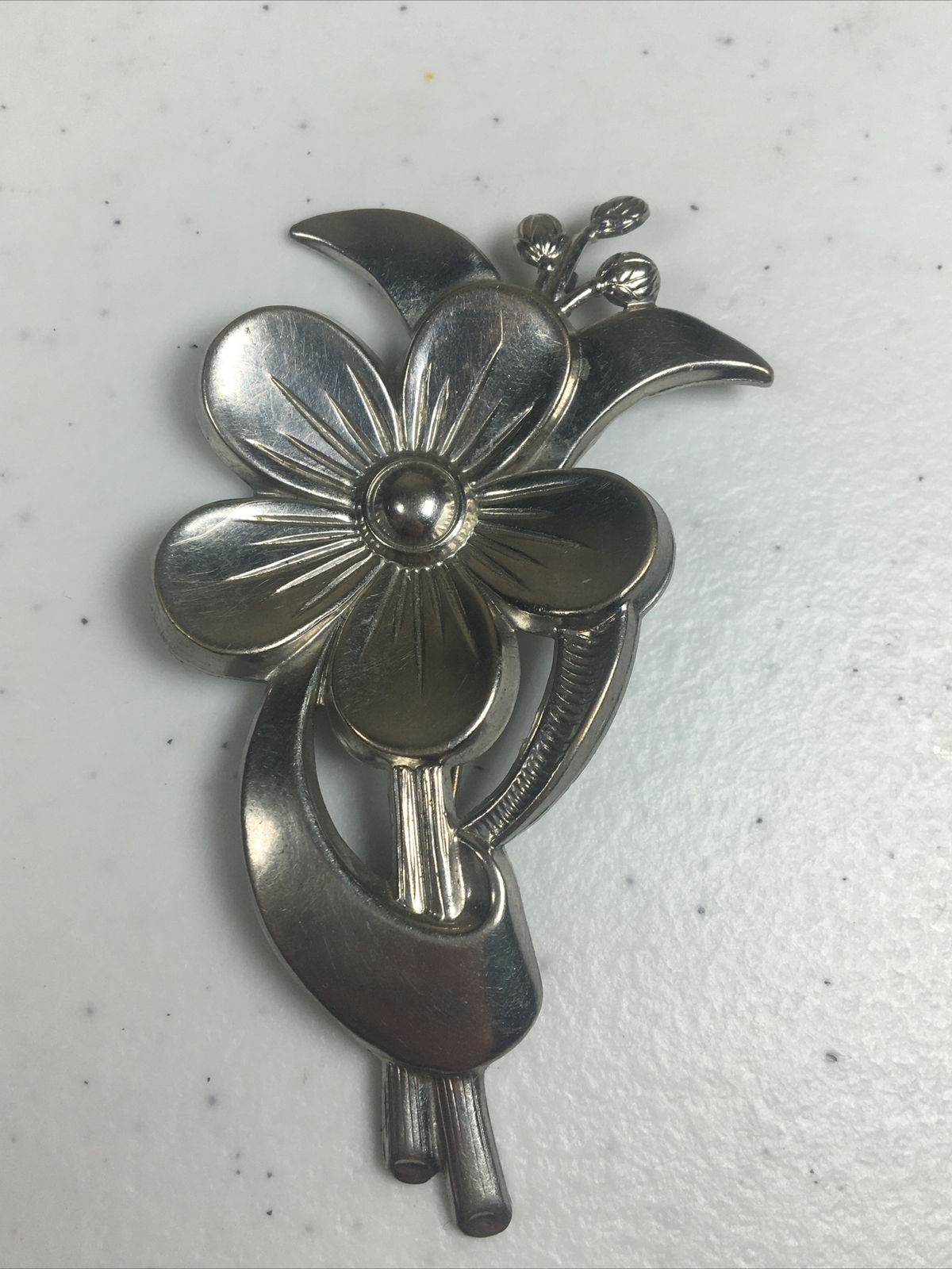 Vintage Silver Plated Brooch Pin Womens Accessories Jewelry 3”