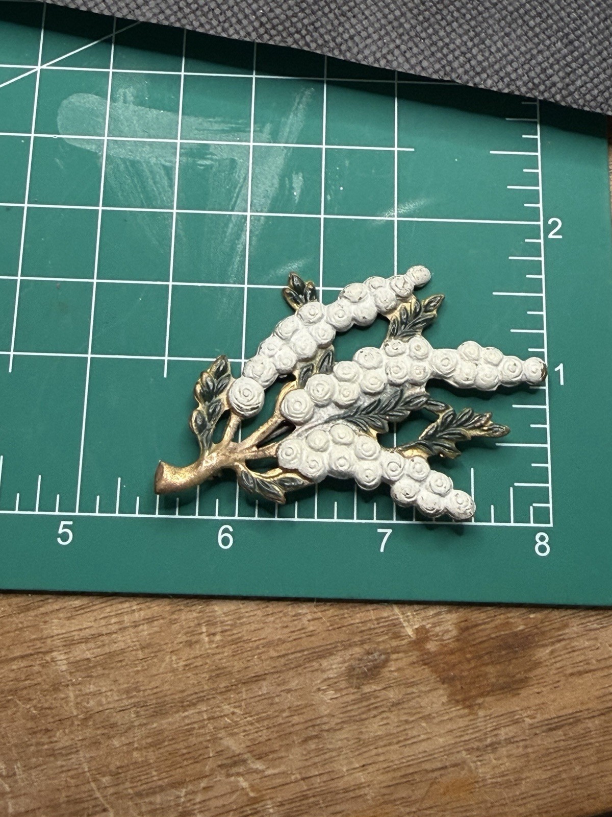 White Wisteria Flower Brooch Vintage 1920s Costume Jewelry
