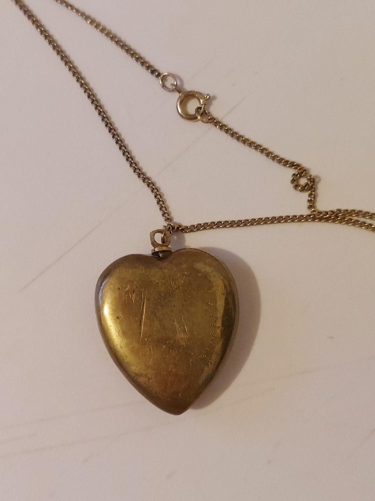 Solid Brass Heart Pendant Etched On 18 Inch Chain India